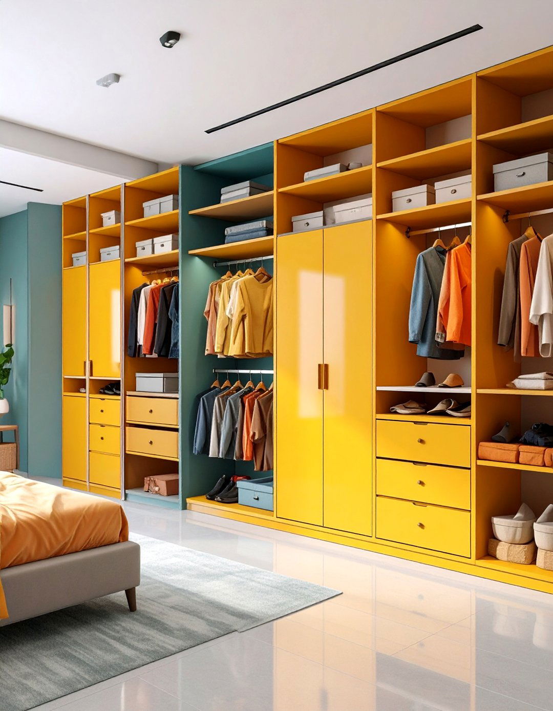 Built in Corner Wardrobe System - 25 Bedroom Corner Ideas