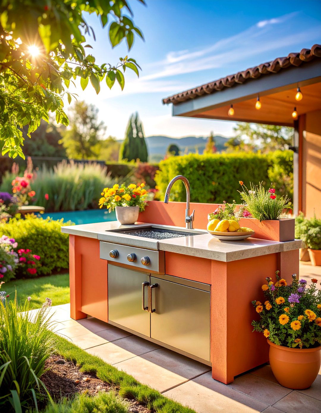 Built in Outdoor BBQ Sink with Grill Integration - 25 outdoor sink ideas