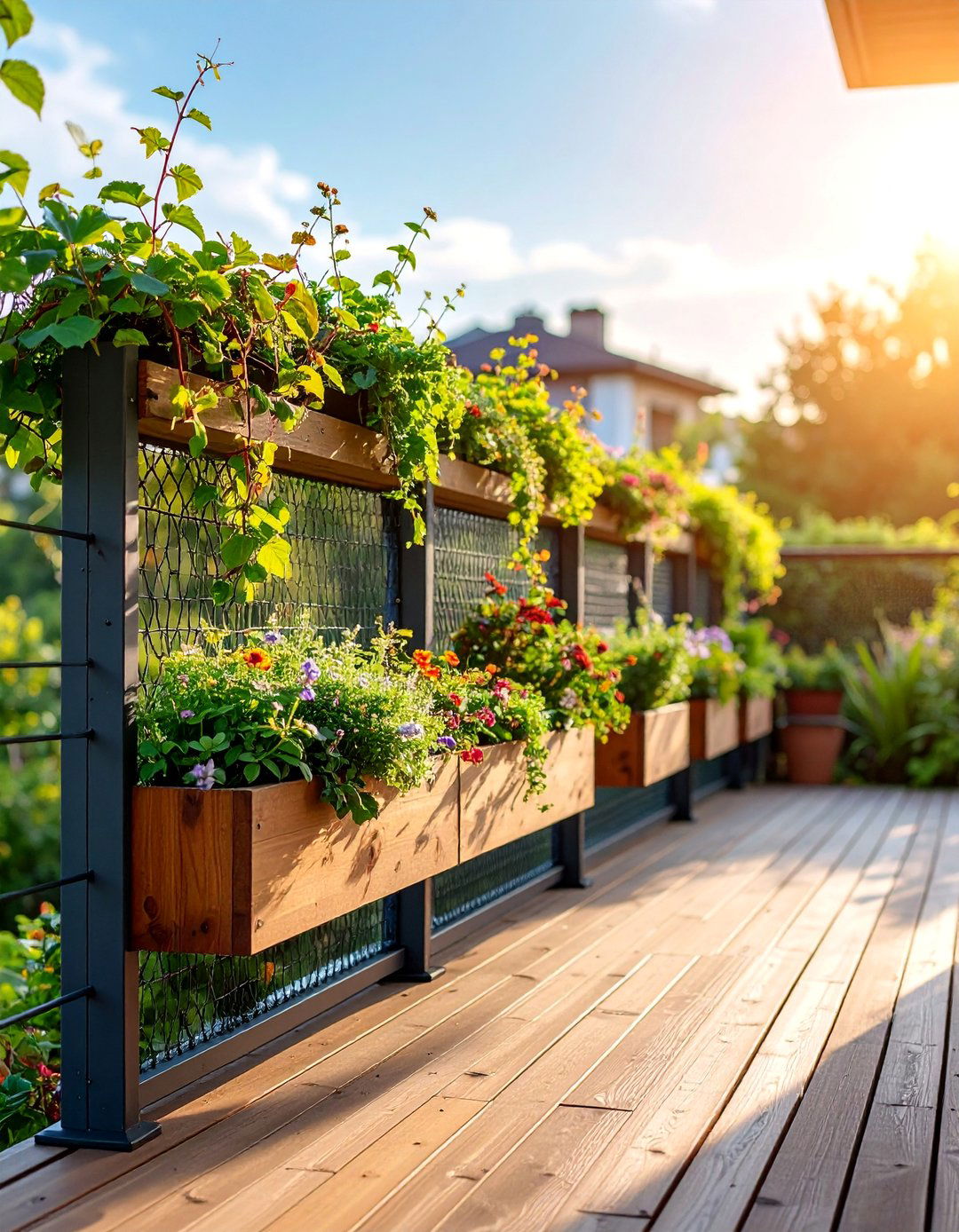Built in Planter Hog Wire Railing - 25 Hog Wire Deck Railing Ideas