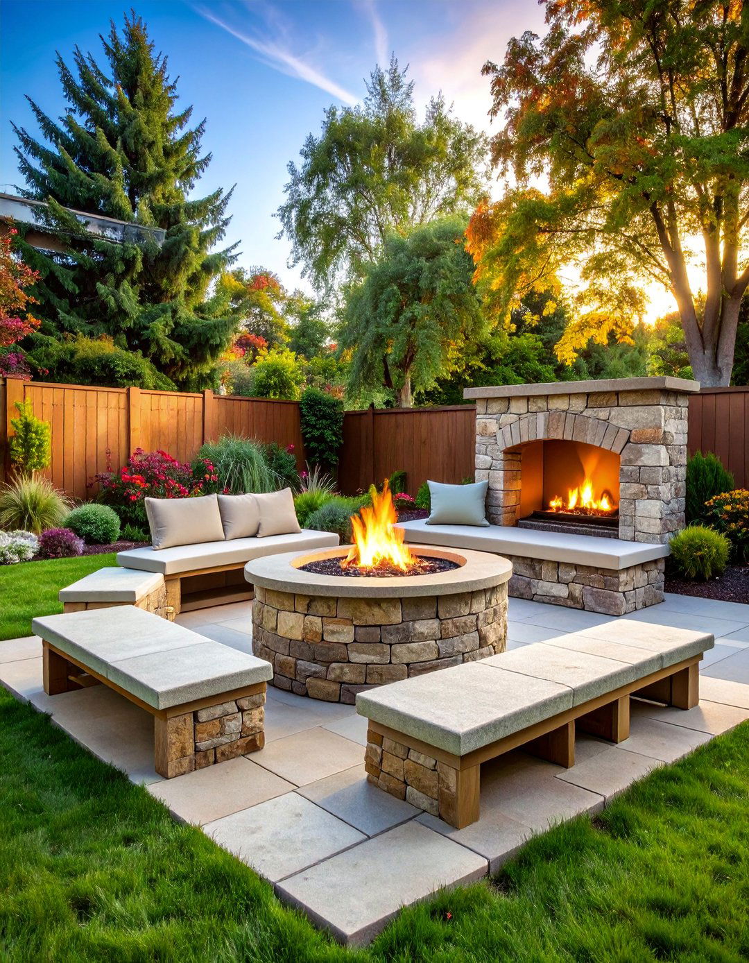 Built in Stone Bench Seating with Integrated Storage - 25 Fire Pit Chair Ideas