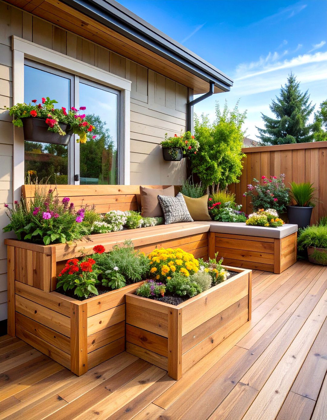 Built in Storage Bench with Planter Integration - 25 Outdoor Seating Ideas