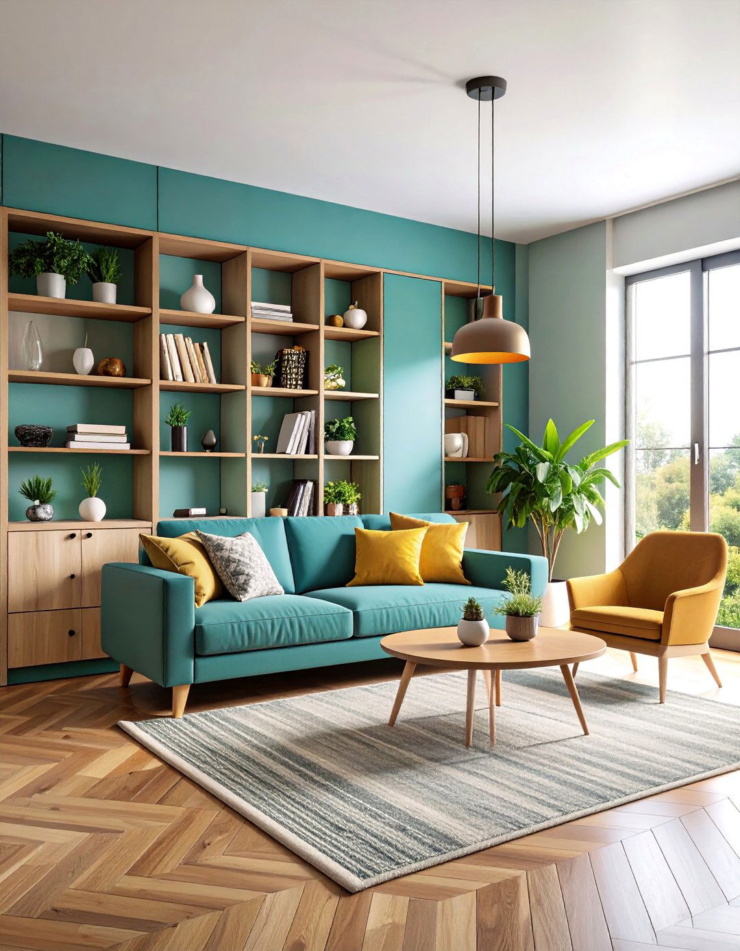 Built in Storage Wall Living Room - 25 Mid-Century Modern Living Room Ideas