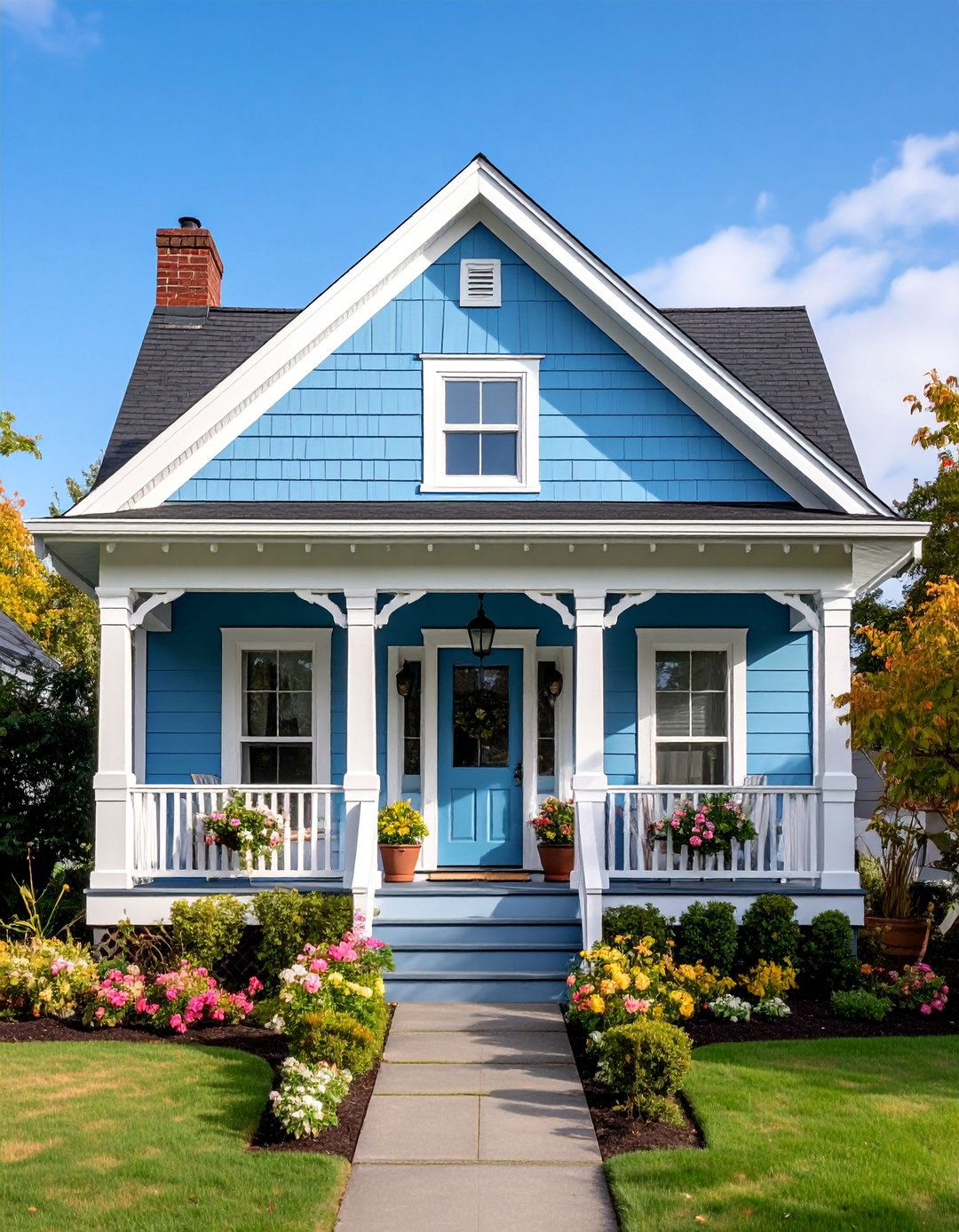 Bungalow Style Robins Egg Blue Cozy Proportions - 25 Blue House Siding With White Trim