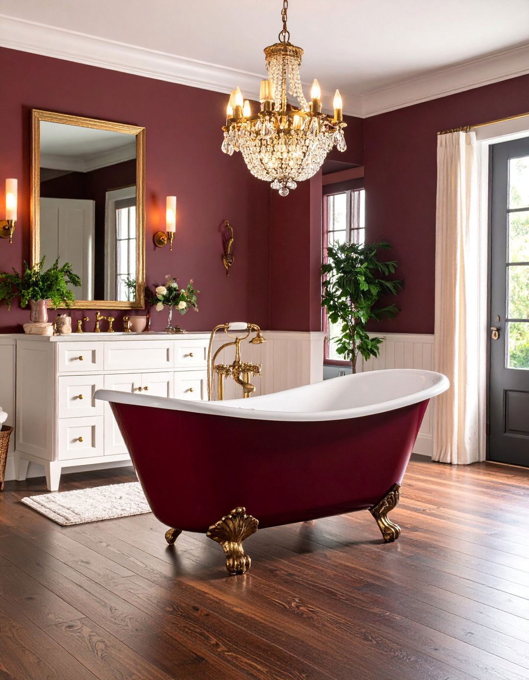 Burgundy Clawfoot Tub Bathroom - 25 Burgundy Bathroom Ideas