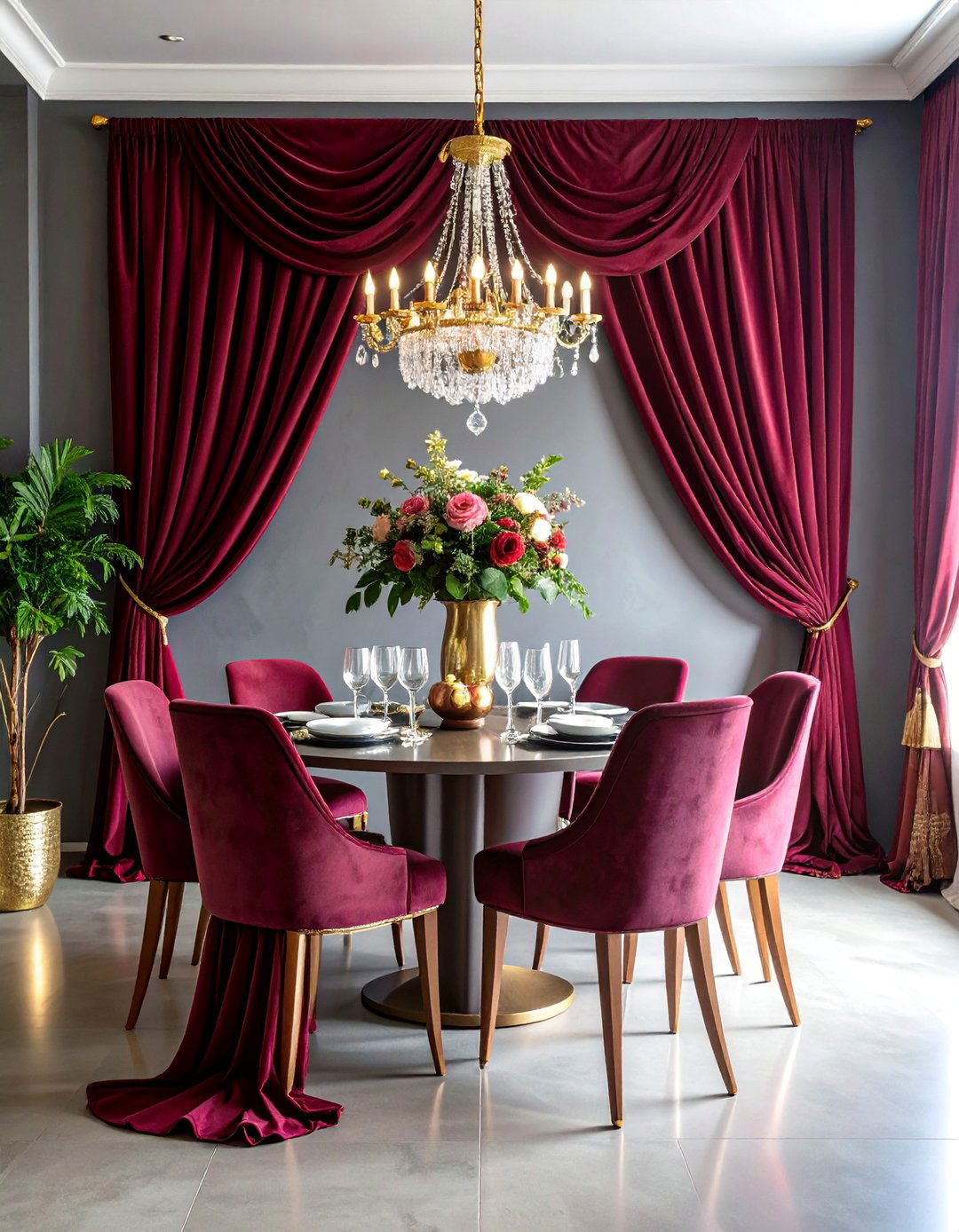 Burgundy Curtains with Gray Walls - 25 What Color Curtains Go With Gray Walls