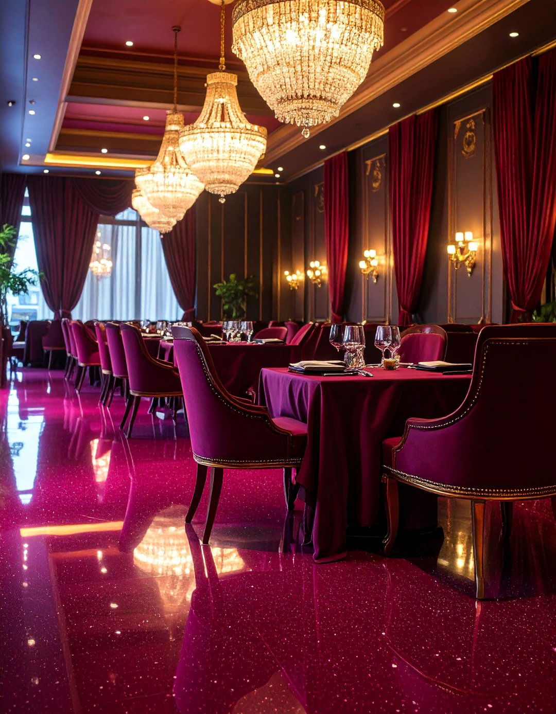 Burgundy Rich Drama Epoxy Design - 25 Epoxy Floor Designs