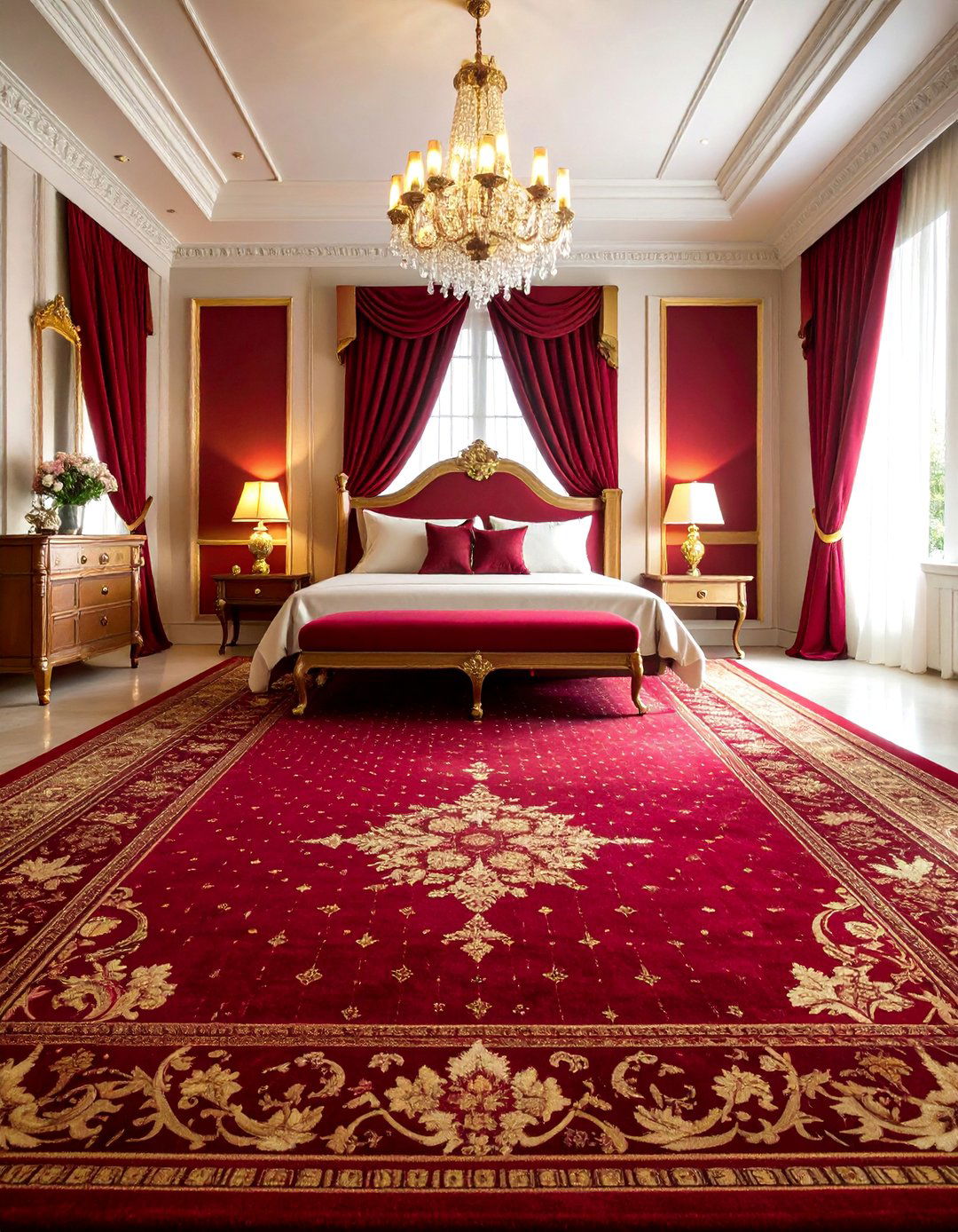 Burgundy Rich Jewel Tone Carpet - 25 Bedroom Carpet Ideas