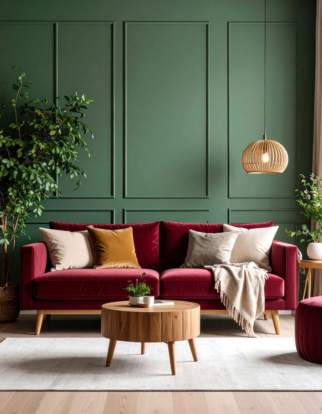 Burgundy Sofa with Sage Green Walls - 25 Burgundy Sofa Living Room Ideas