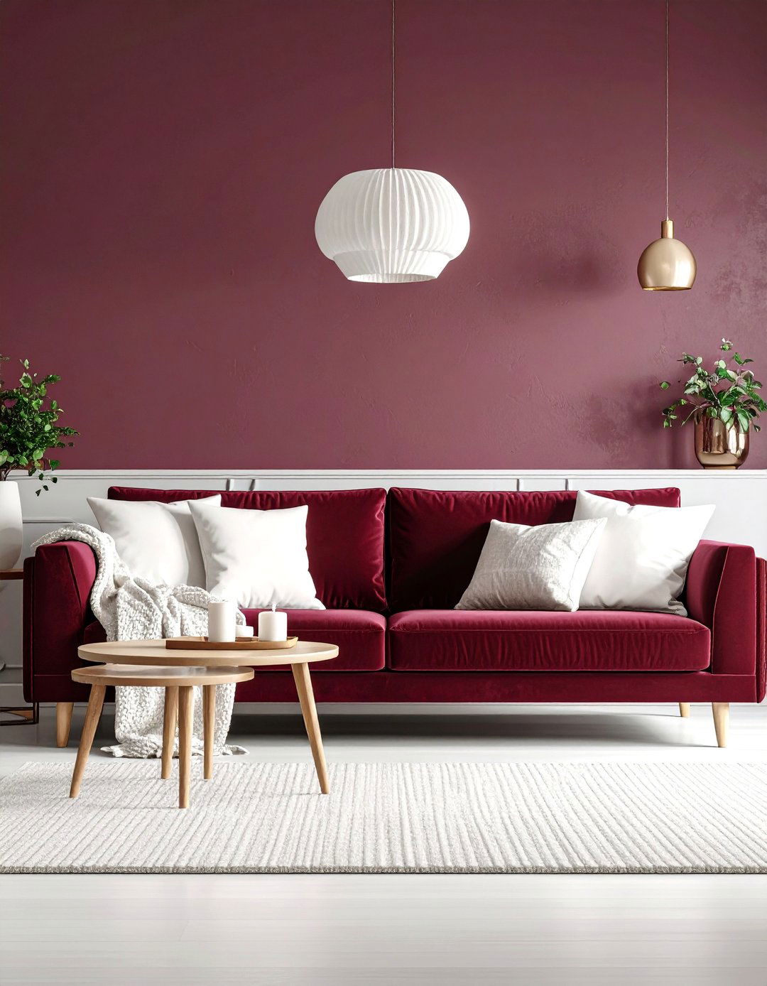 Burgundy Sofa with Scandinavian Hygge Elements - 25 Burgundy Sofa Living Room Ideas