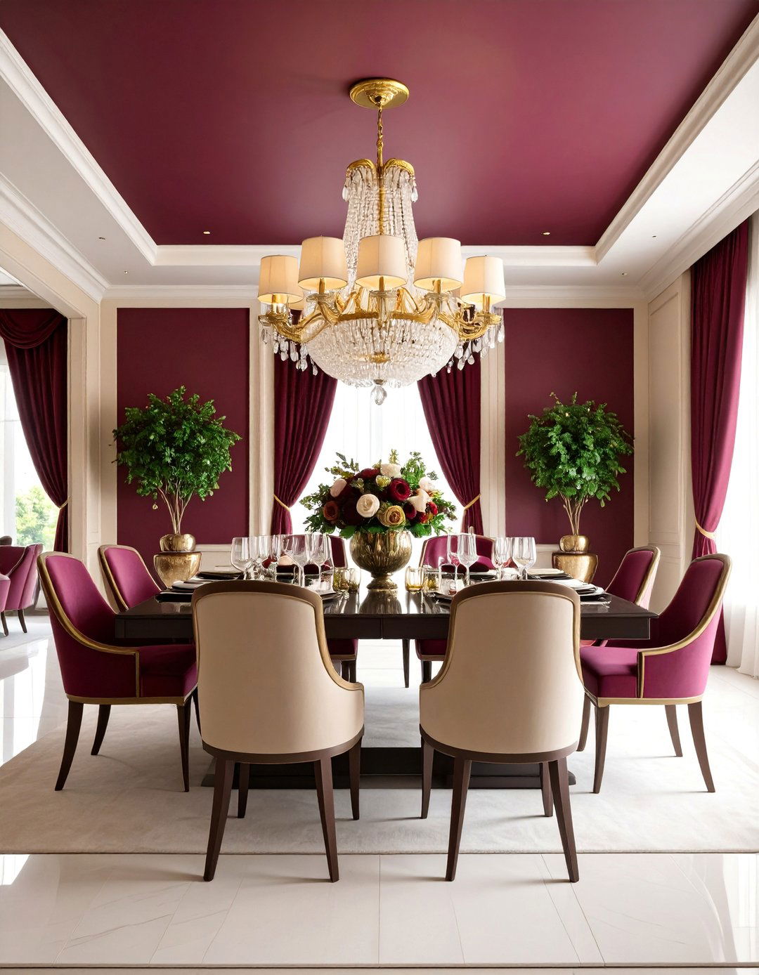 Burgundy Statement Ceiling Paint for Rich Elegance - 25 Ceiling Paint Ideas