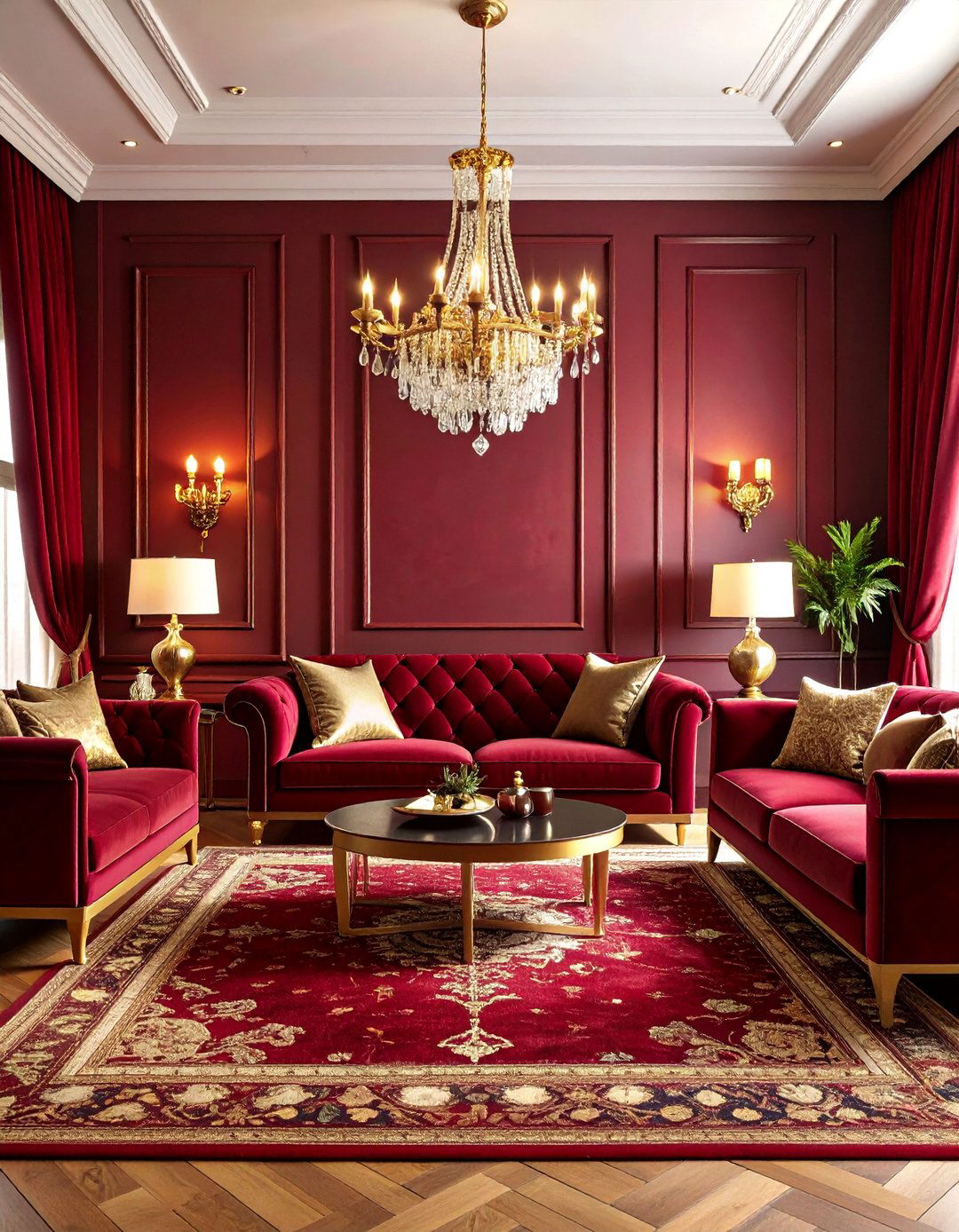 Burgundy Velvet French Drama Luxury - 25 French Interior Design Ideas