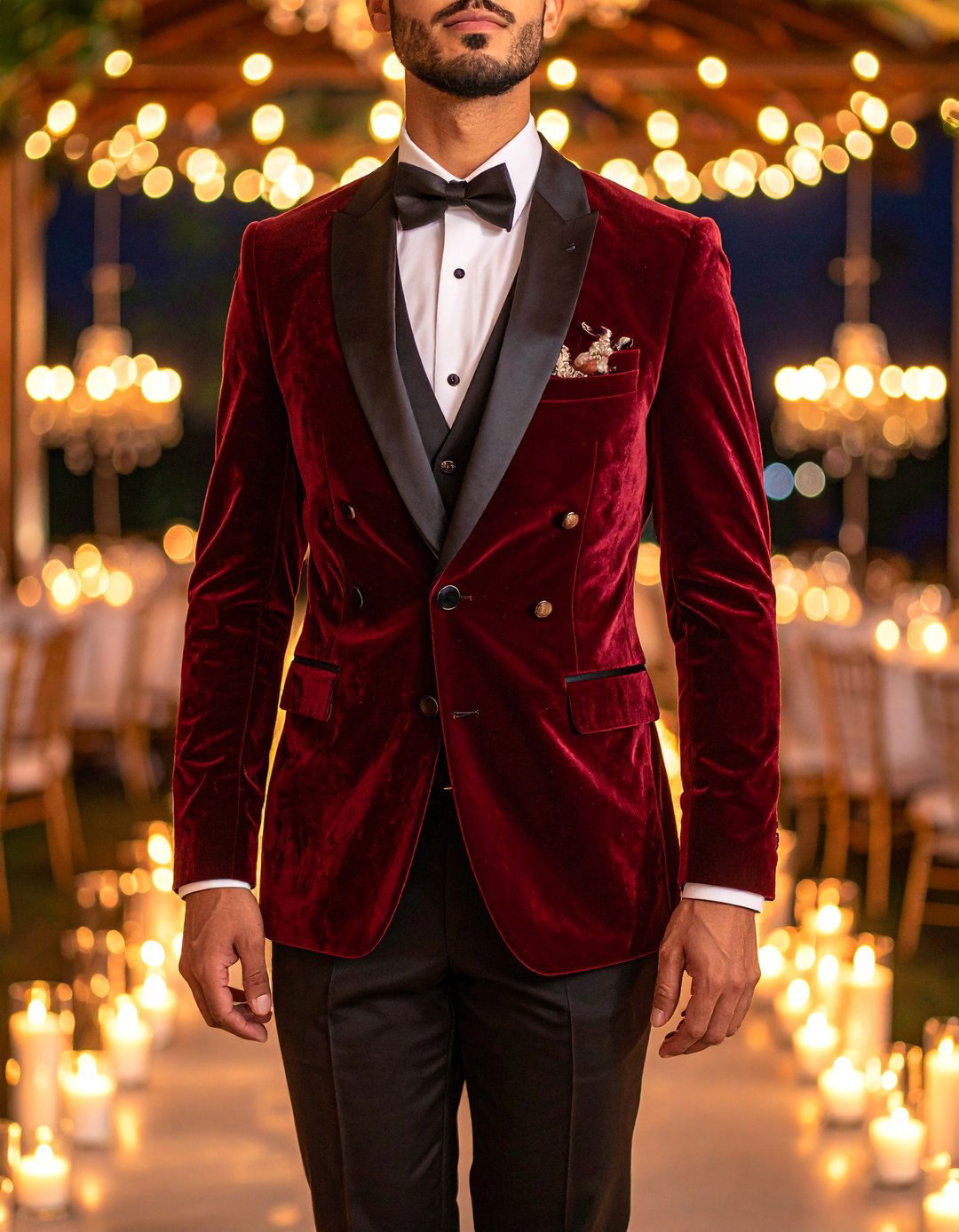 Burgundy Velvet Wedding Outfit - 25 Men's Wedding Outfit Ideas