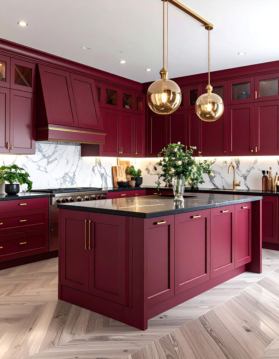 Burgundy and Black Sophisticated Kitchen - 25 red and black kitchen ideas