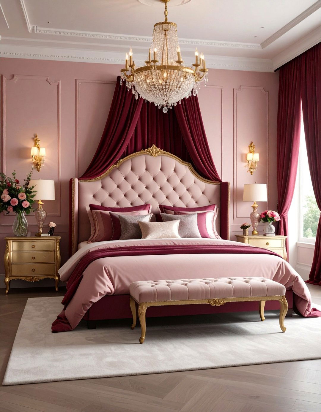 Burgundy and Blush Feminine - 25 Burgundy Bedroom Ideas