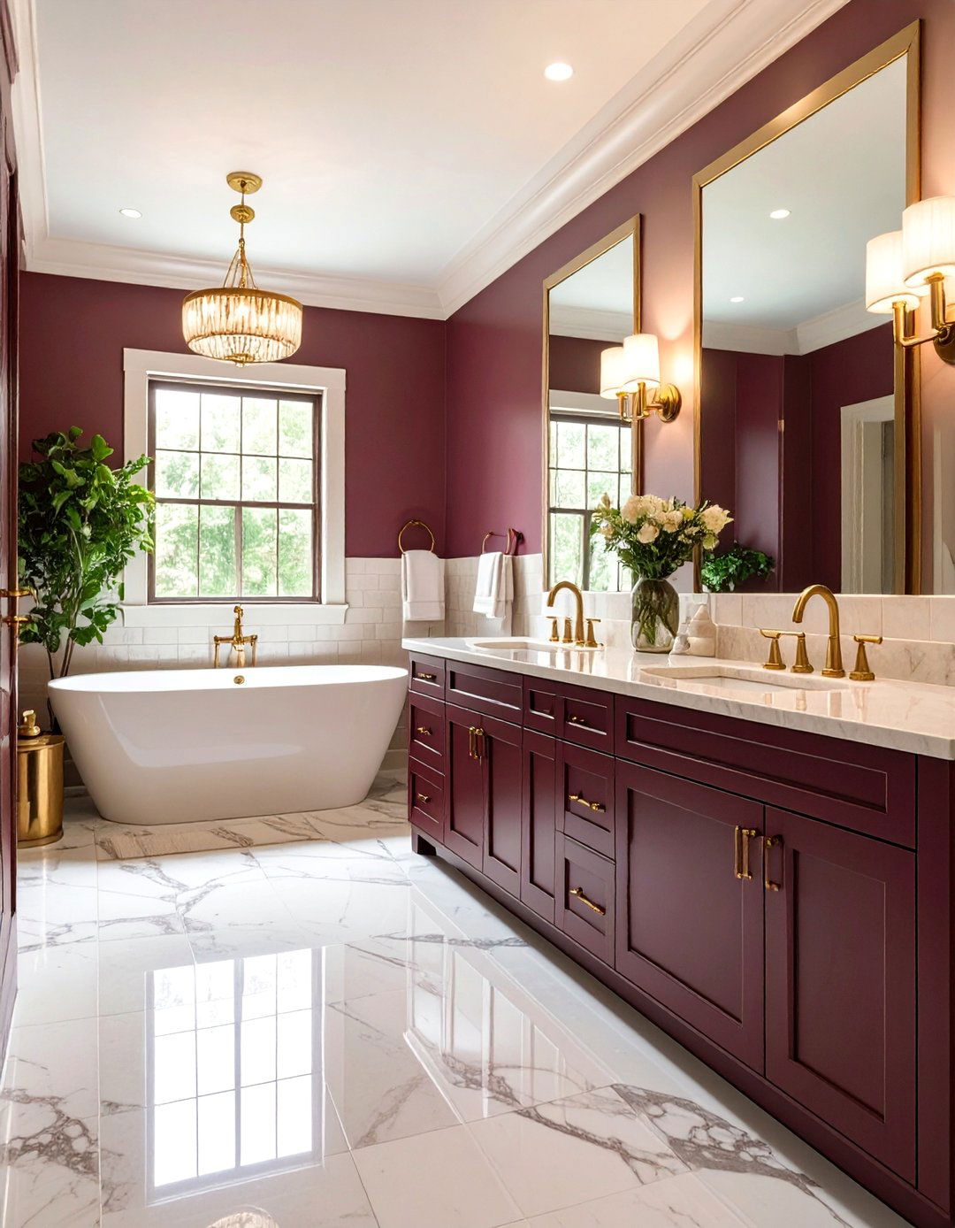 Burgundy and Cream Classic Bathroom - 25 Burgundy Bathroom Ideas