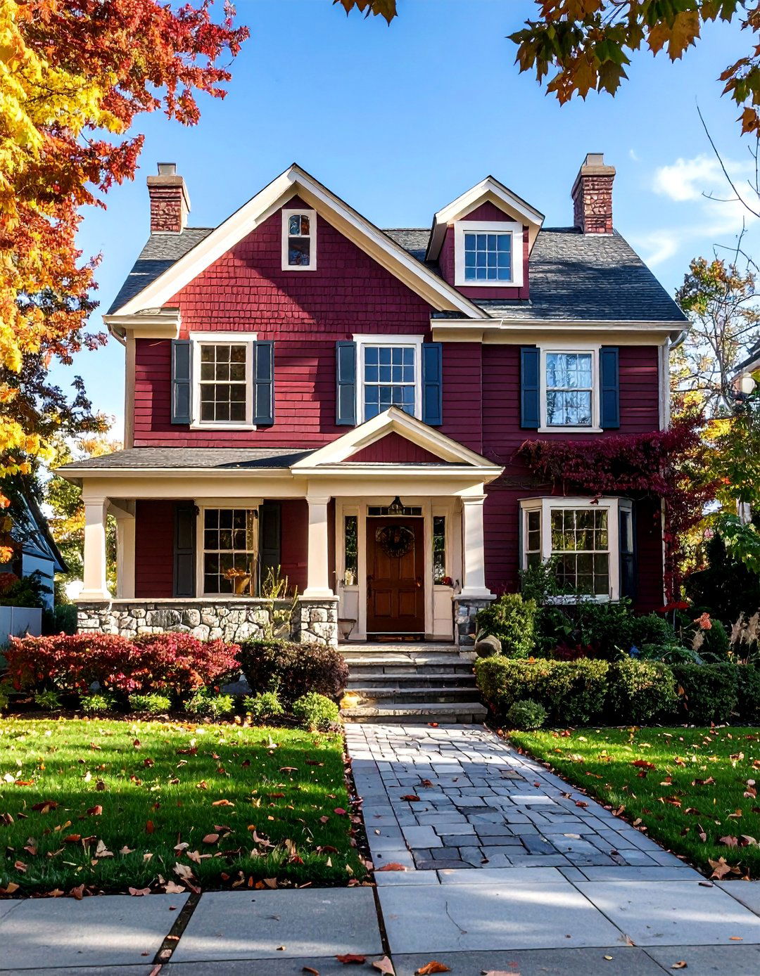 Burgundy and Cream Historic Appeal - 25 Two-tone Siding Designs