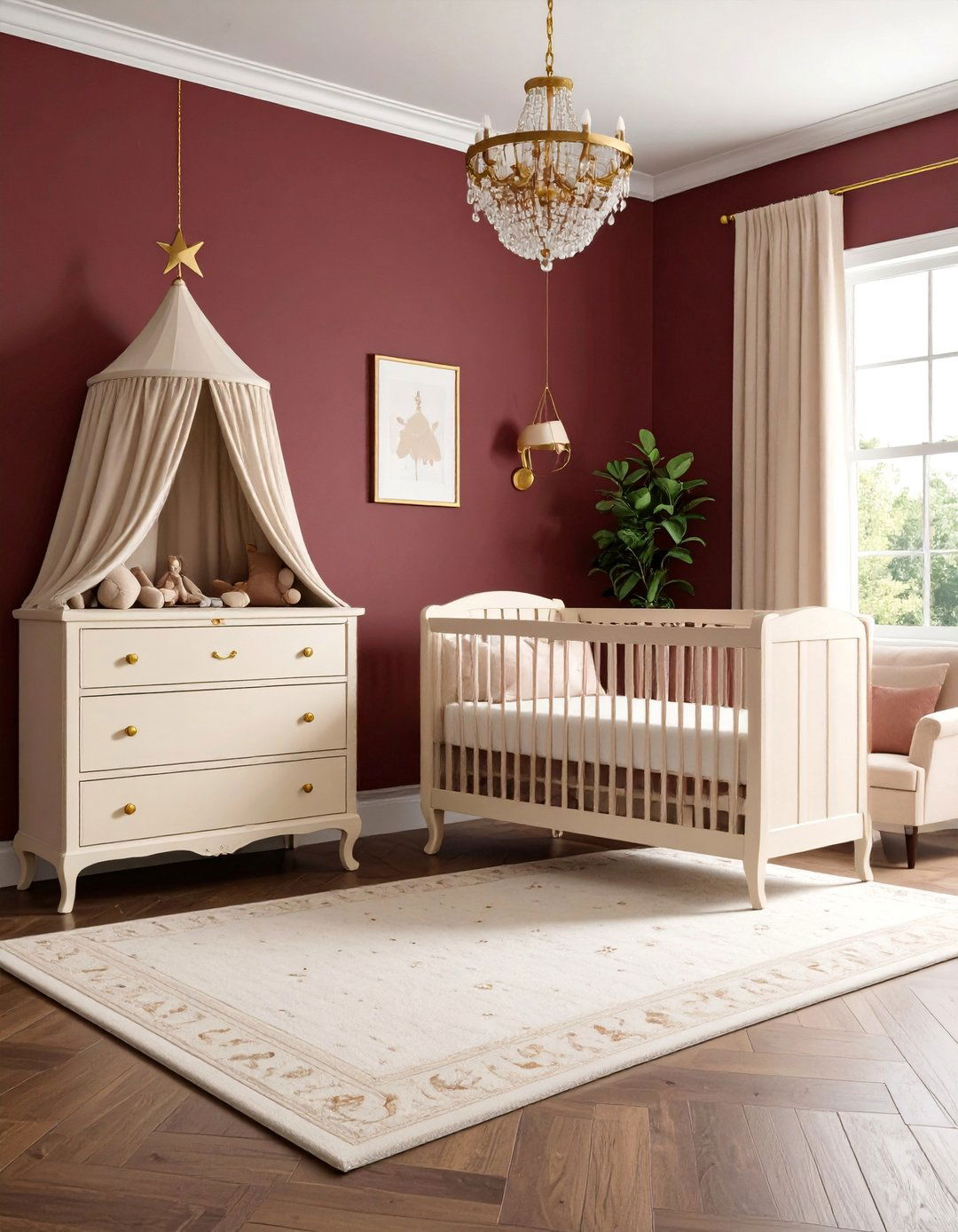 Burgundy and Cream Vintage Elegance - 25 Nursery Color Ideas