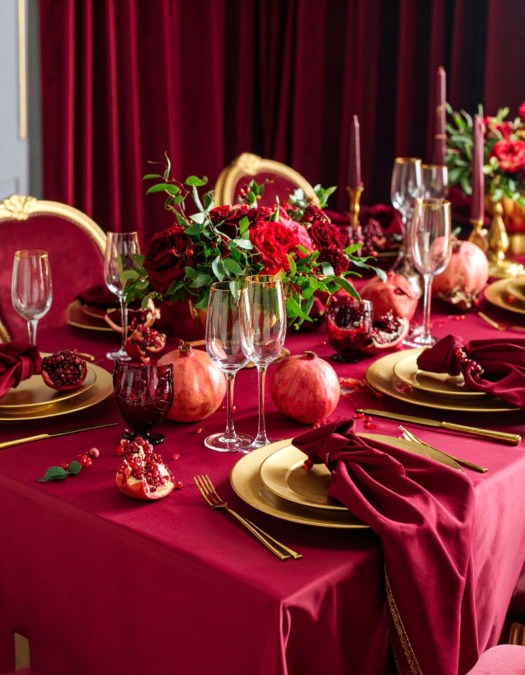 Burgundy and Gold Formal Setting - 25 Thanksgiving Table Settings