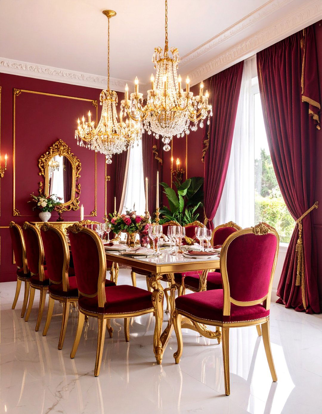 Burgundy and Gold Luxury - 25 Moody Dining Room Ideas