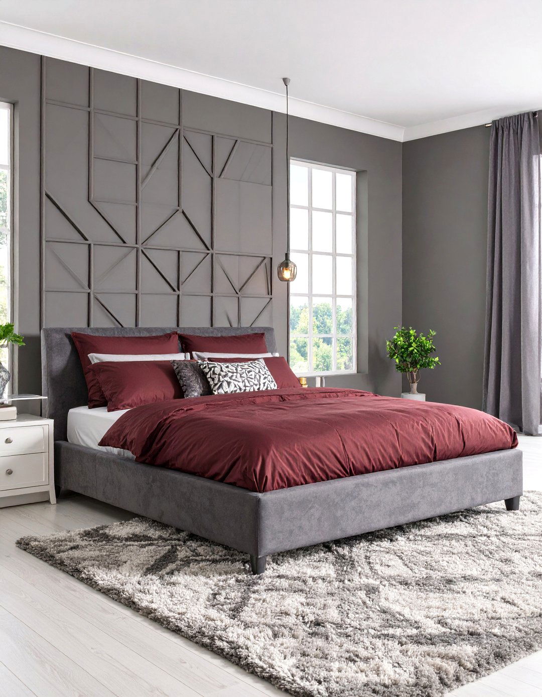 Burgundy and Gray Sophisticated - 25 Burgundy Bedroom Ideas