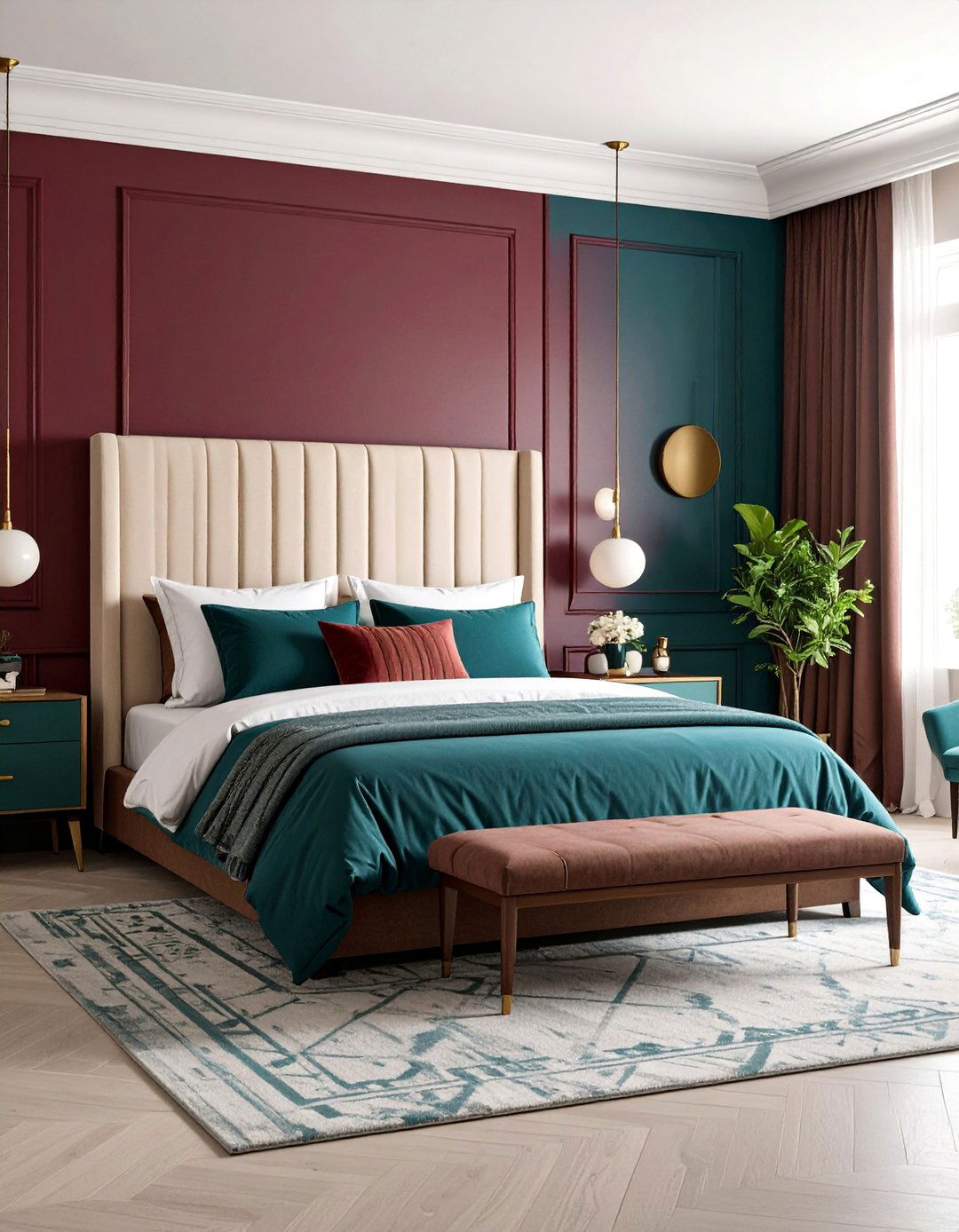 Burgundy and Teal Vibrant - 25 Burgundy Bedroom Ideas