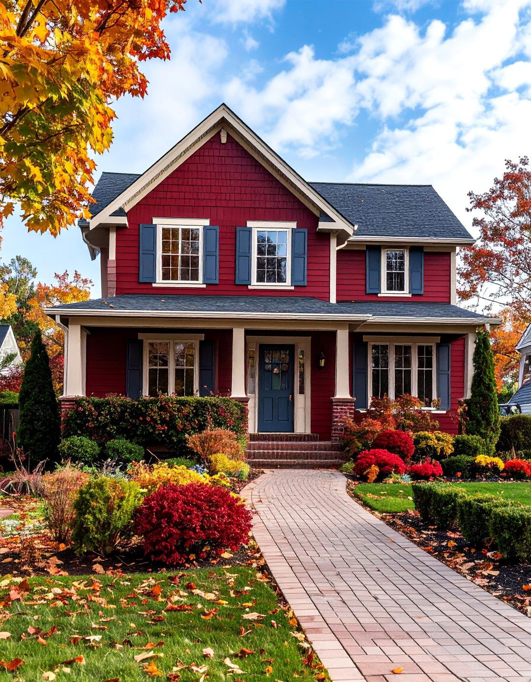 Burgundy with Tan Accents - 25 Exterior Color Palettes for Small Homes