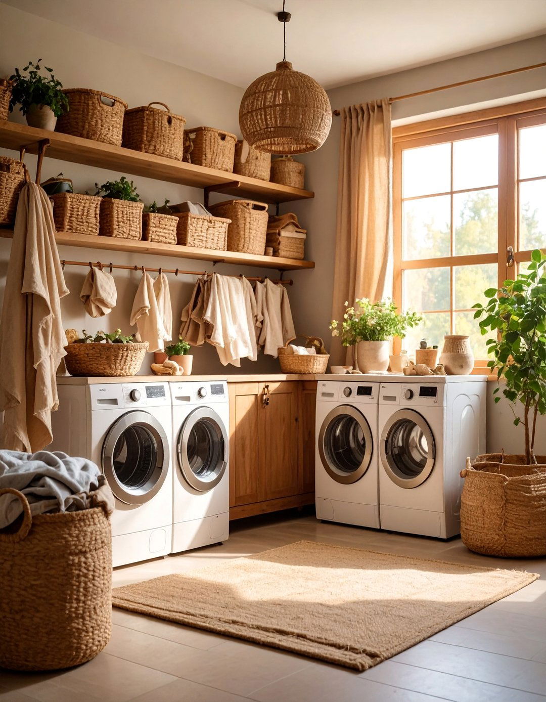 Burlap Textile Rustic Laundry Room - 25 Rustic Laundry Room Ideas