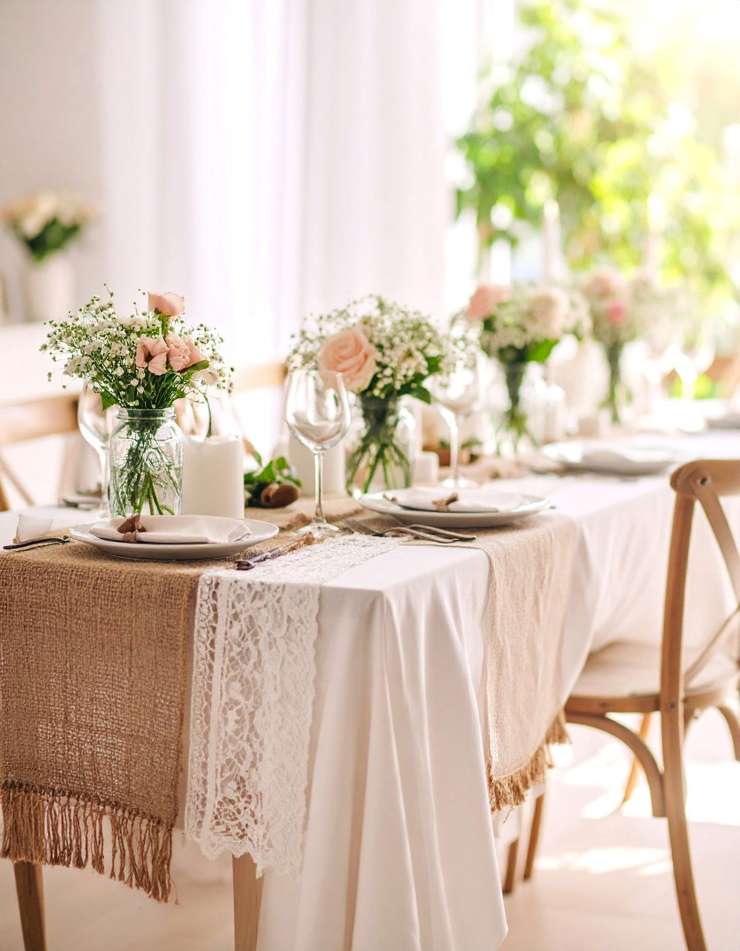 Burlap and Lace Vintage Romance - 25 thanksgiving table decor ideas