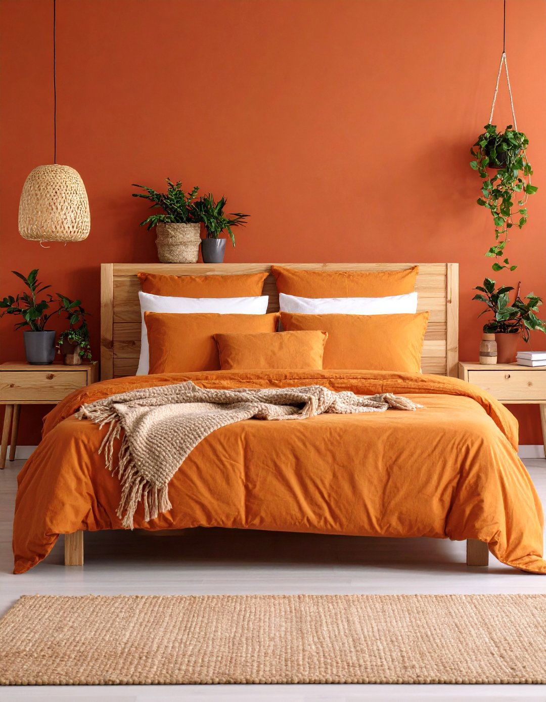 Burnt Orange Bedroom with Natural Wood Accents - 25 Burnt Orange Bedroom Ideas