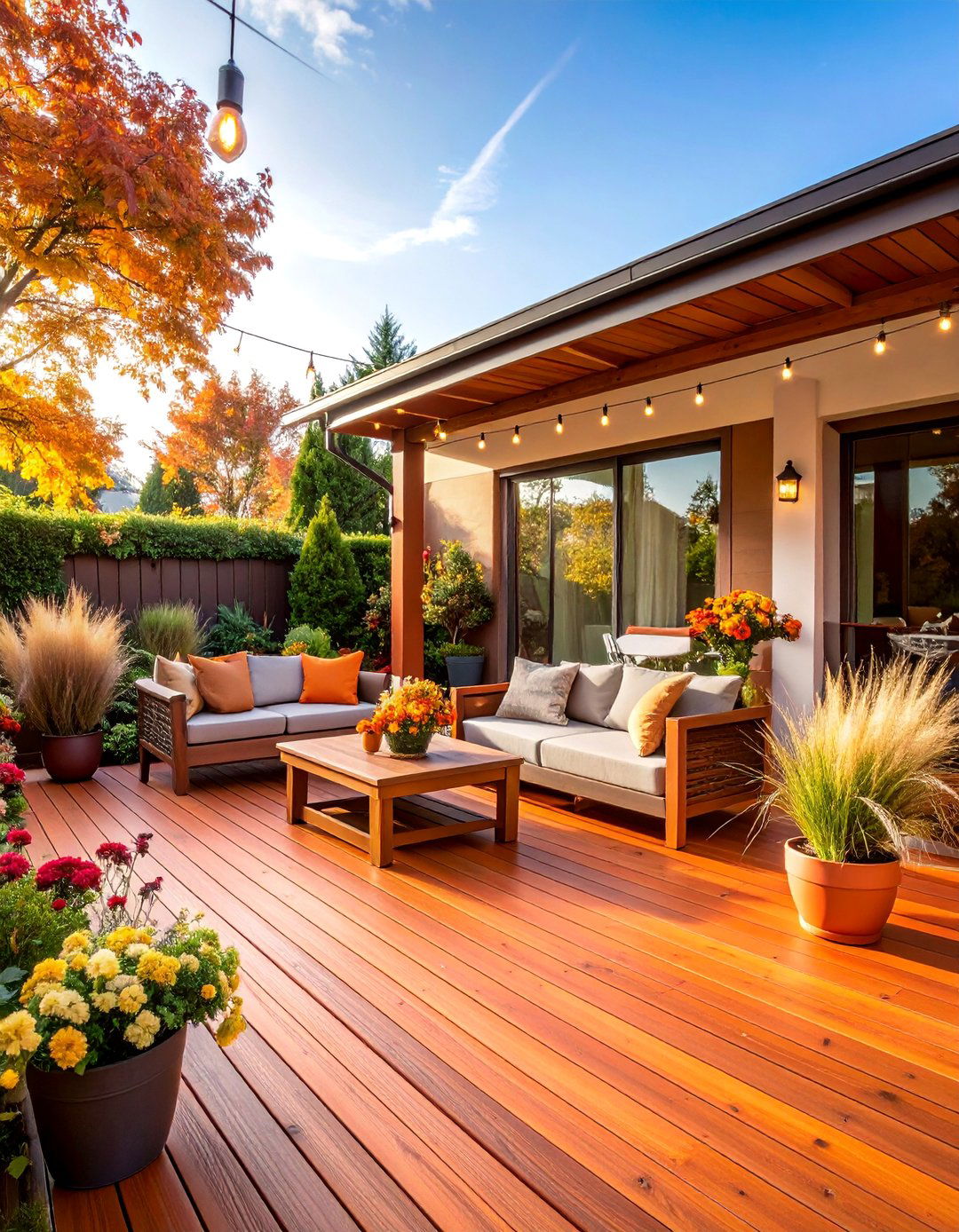 Burnt Orange Deck with Autumn Harvest Warmth - 25 Deck Color Ideas