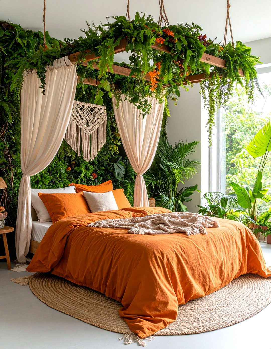 Burnt Orange Hanging Garden Bedroom - 25 Boho Burnt Orange Bedroom Ideas