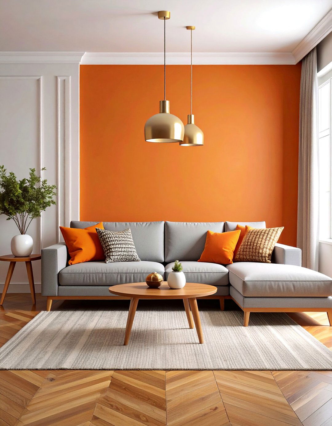 Burnt Orange Modern Living Room Accent Wall - 25 Orange Accent Wall Ideas