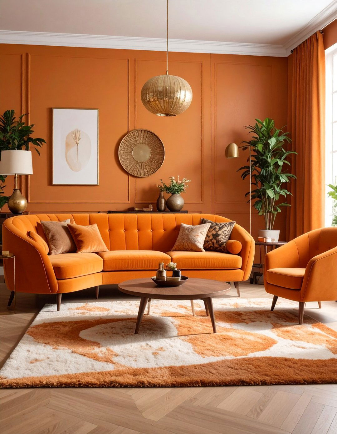 Burnt Orange Retro Living Room - 25 Colorful Living Room Ideas