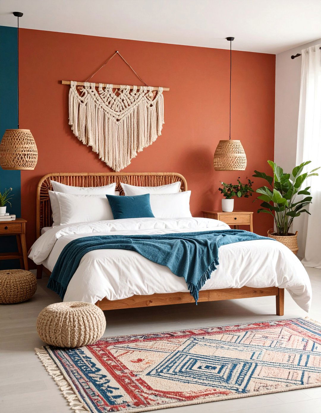Burnt Orange Teal Oasis Bedroom - 25 Boho Burnt Orange Bedroom Ideas