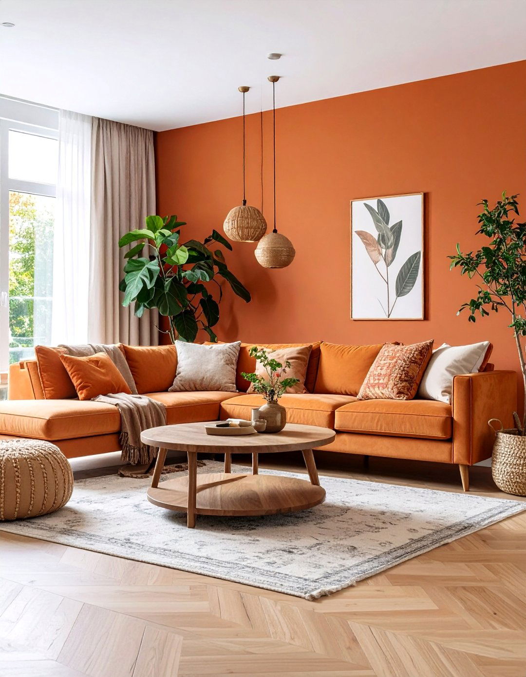 Burnt Orange and Cream Living Room with Warm Autumn Comfort - 25 Two Colour Combination for Living Room