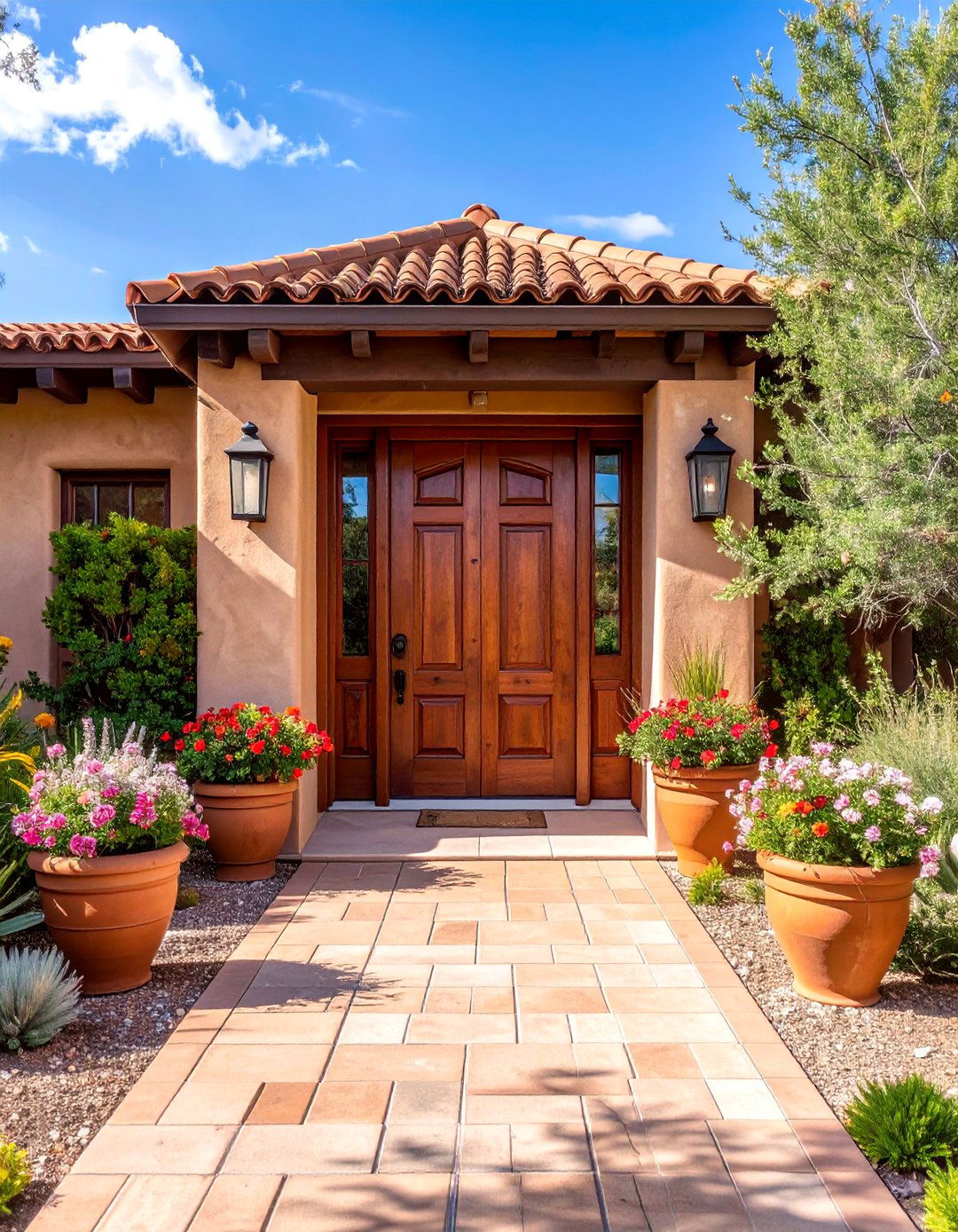 Burnt Umber Brown Door with Copper Hardware Accents - 25 Brown House Front Door Colors