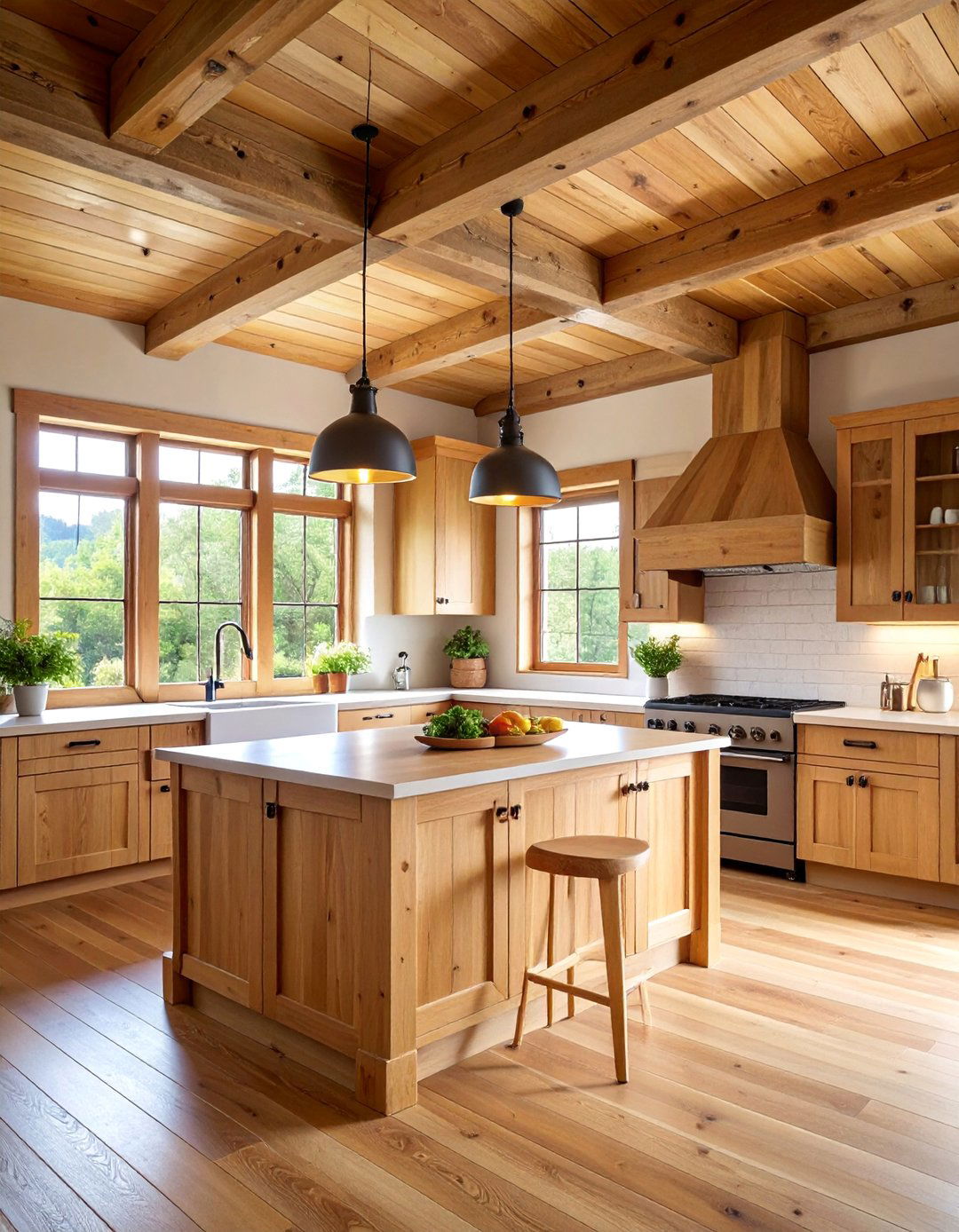 Butcher Block Barndominium Kitchen with Natural Wood Warmth - 25 Barndominium Kitchen Ideas