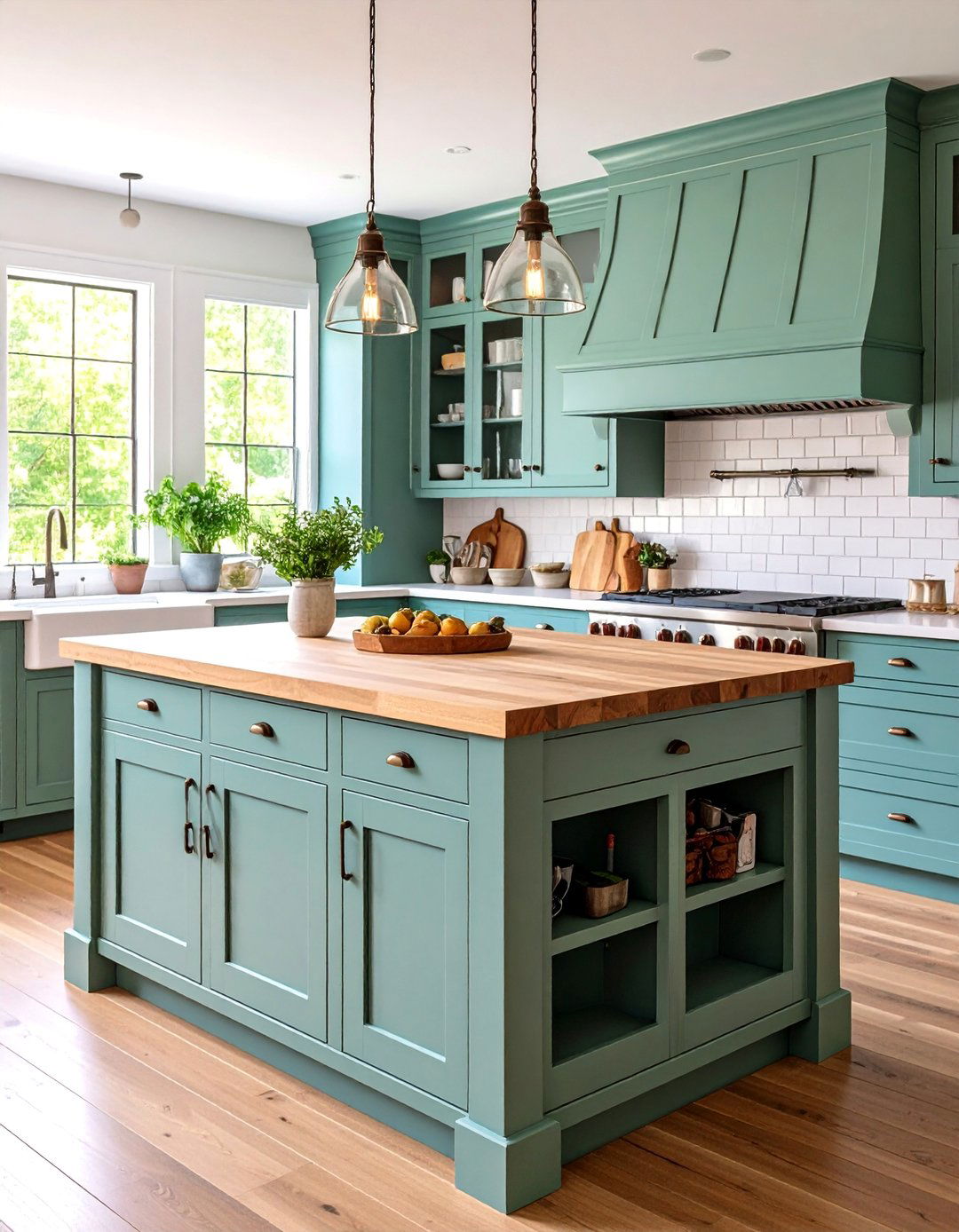Butcher Block Top Farmhouse Kitchen Island - 25 Farmhouse Kitchen Island Ideas