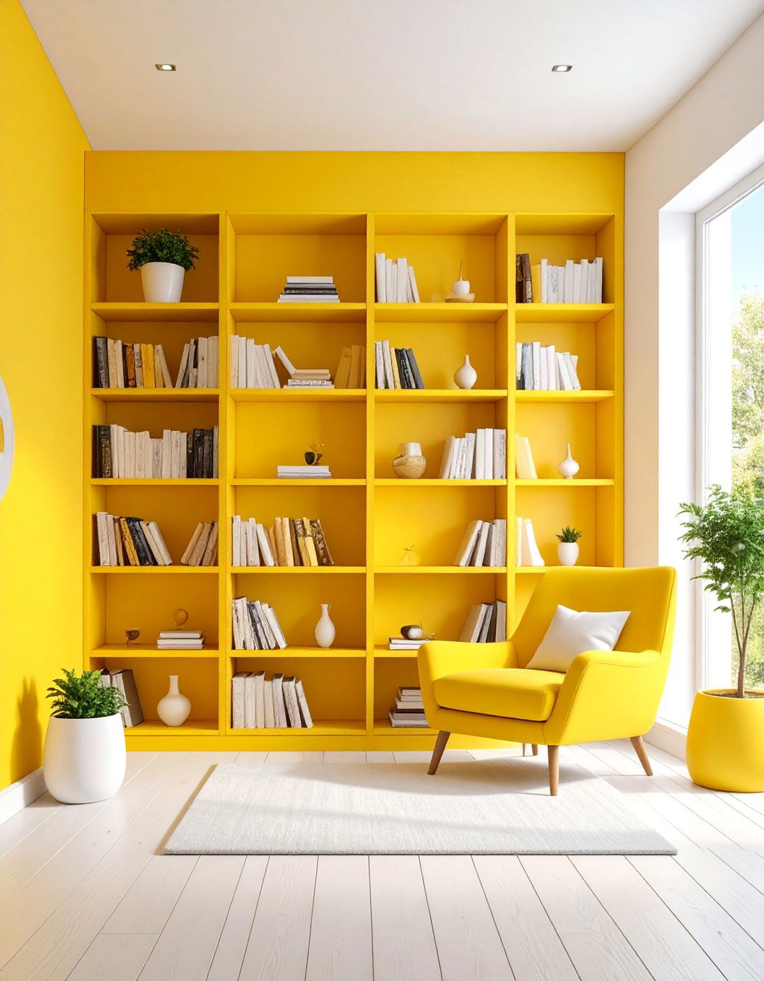 Butter Yellow Reading Nook with Built in Shelving - 25 Pastel Colour Ideas for Your Home