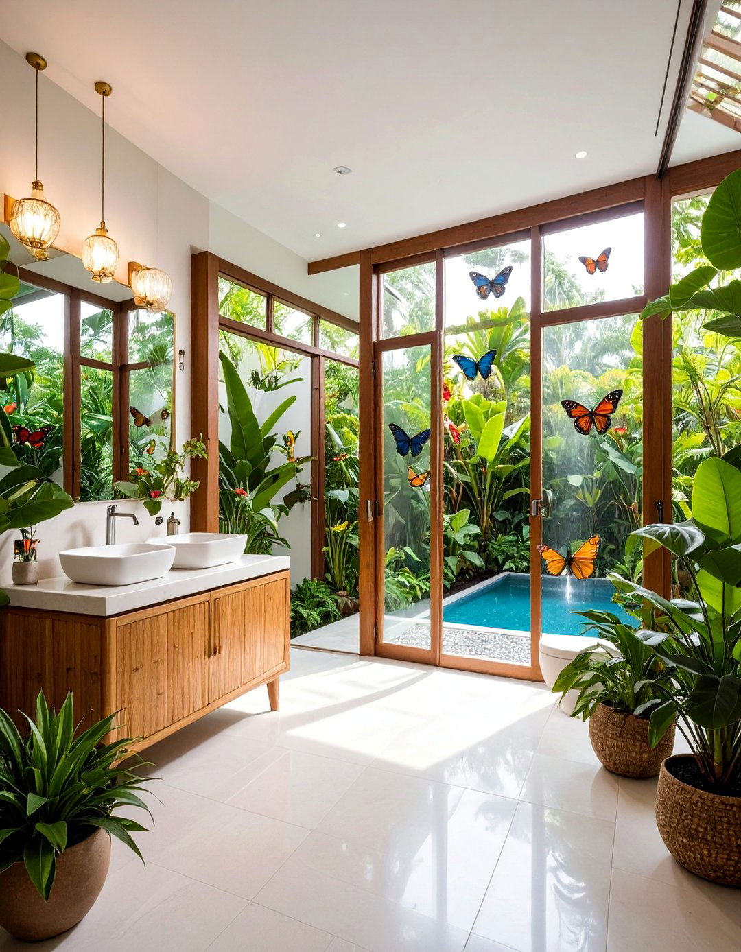 Butterfly Conservatory Bathroom with Tropical Vibes - 25 Butterfly-themed Room Ideas