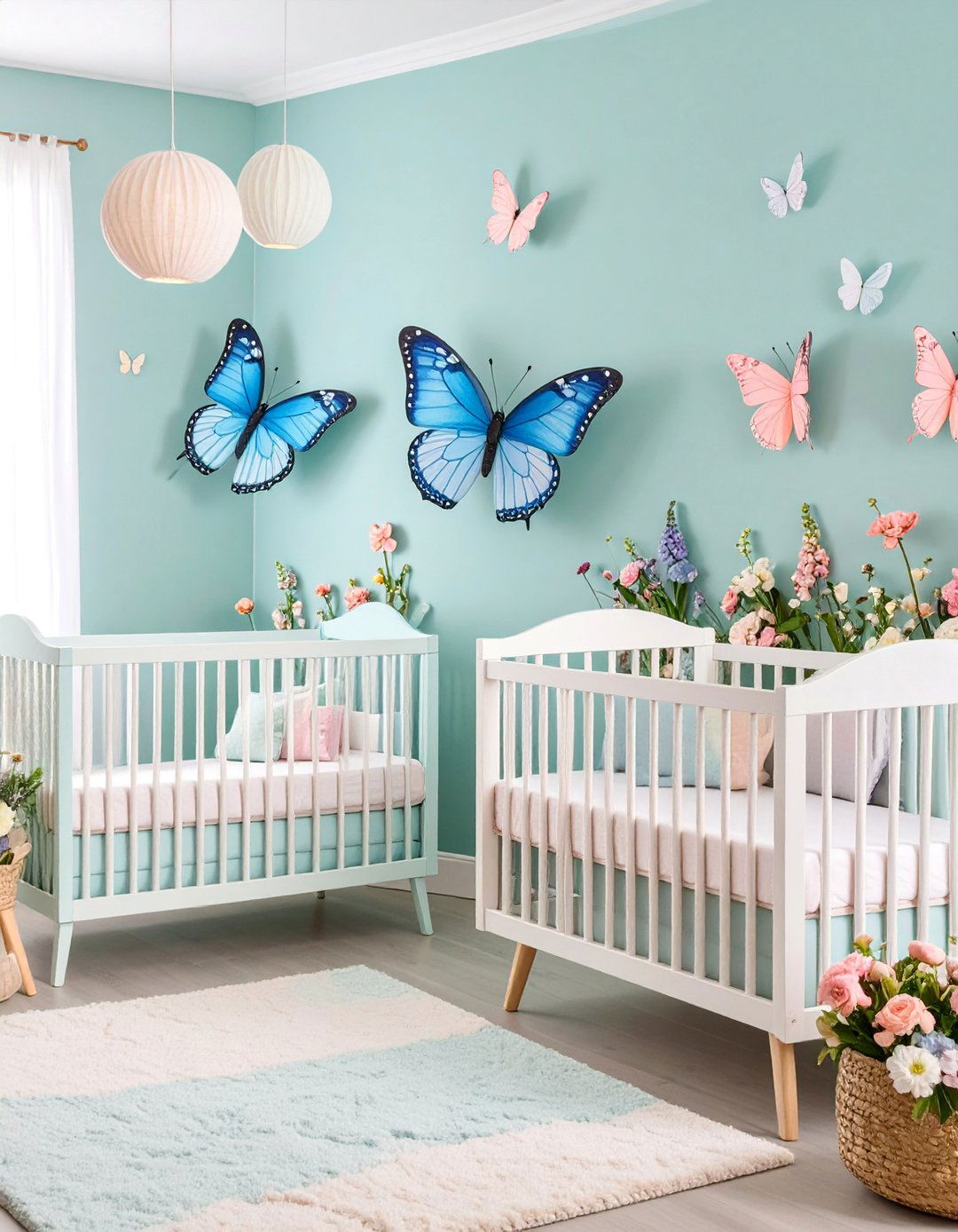 Butterfly Garden Twin Nursery with Natural Beauty - 25 Twin Nursery Ideas