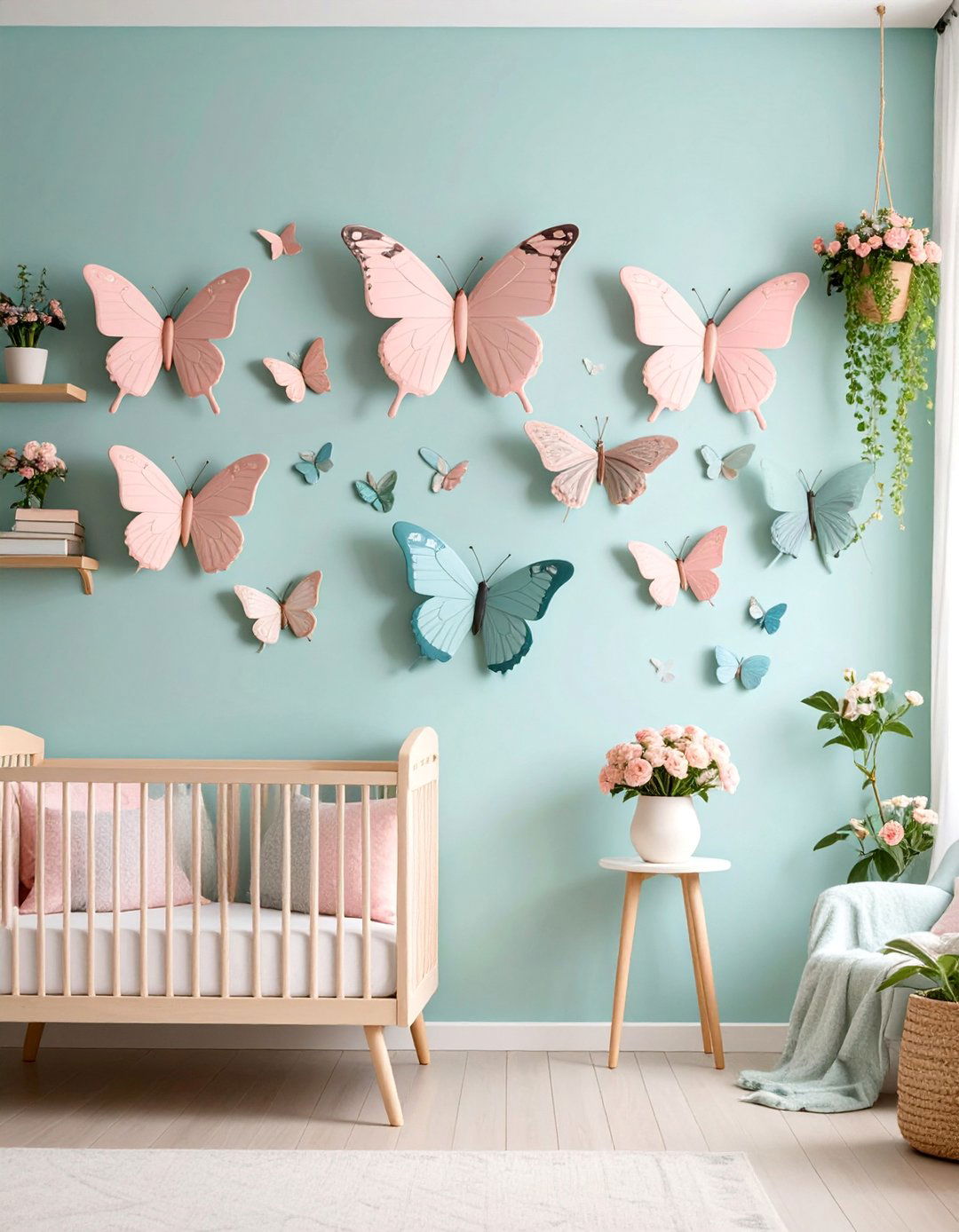 Butterfly Garden Wall Art Display - 25 Nursery Wall Decor Ideas