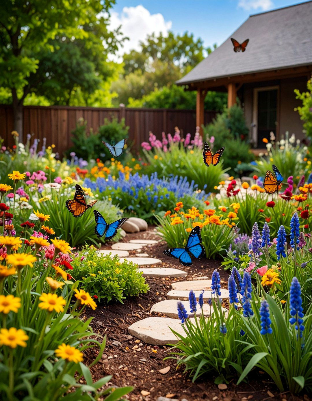 Butterfly Garden with Nectar Plant Focus - 25 Front Yard Landscaping Ideas With Rocks and Mulch