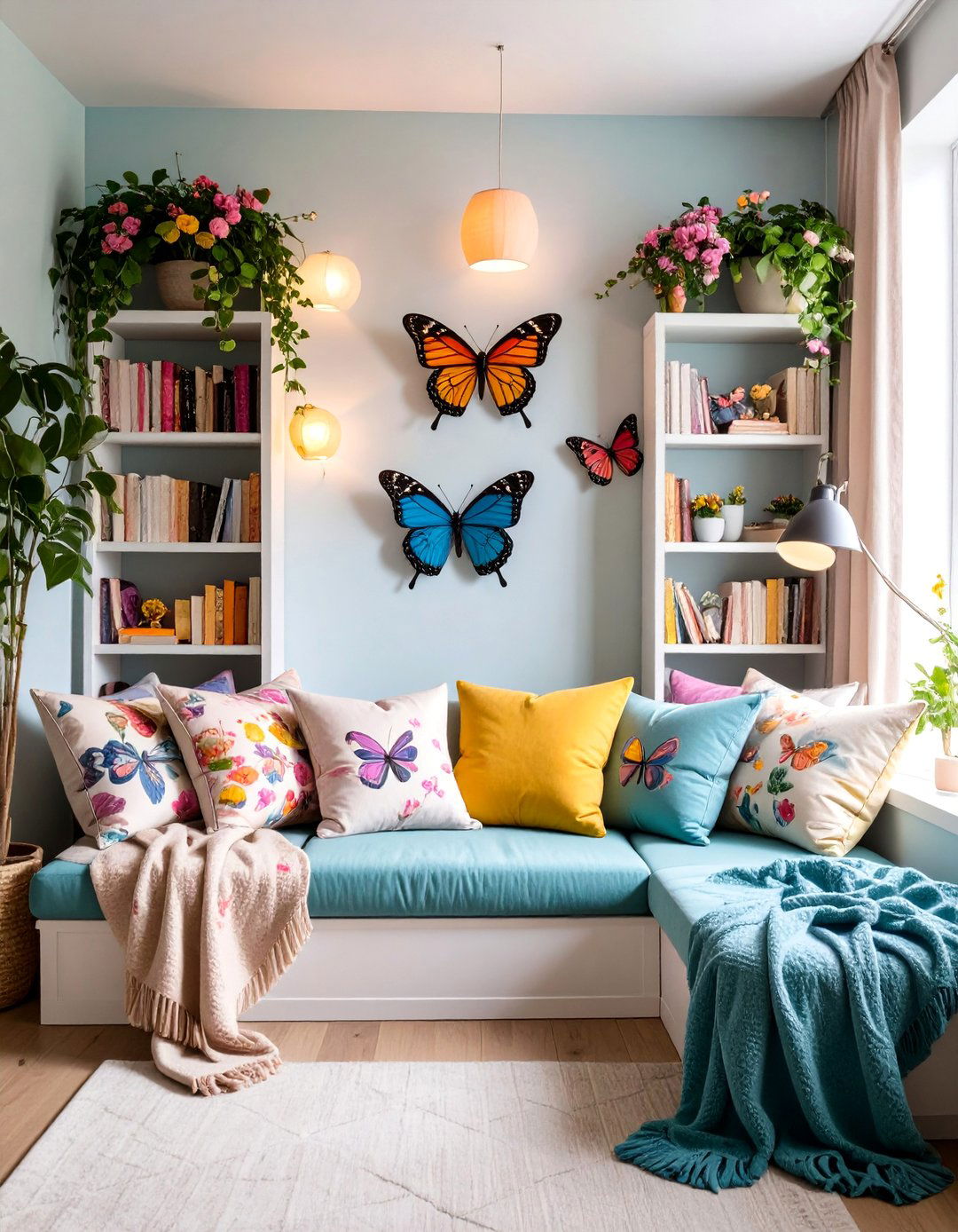 Butterfly Reading Nook with Cozy Atmosphere - 25 Butterfly-themed Room Ideas