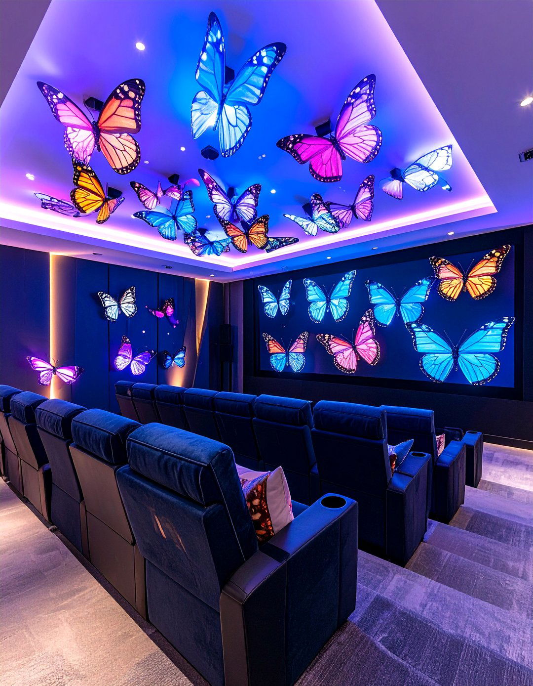 Butterfly Themed Home Theater with Dramatic Design - 25 Butterfly-themed Room Ideas