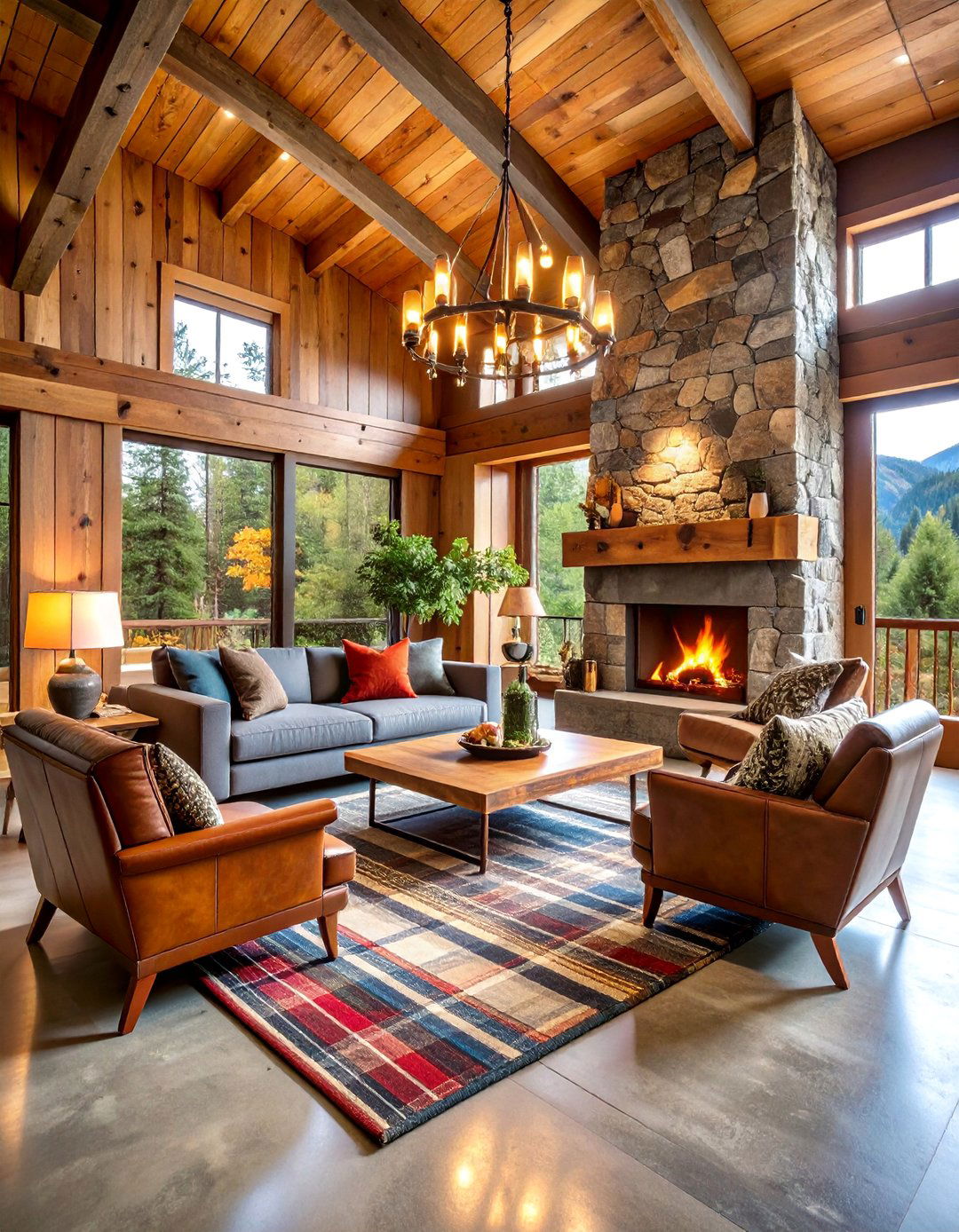 Cabin Inspired Rustic Concrete Floor Living Room - 25 Rustic Concrete Floor Living Room Ideas