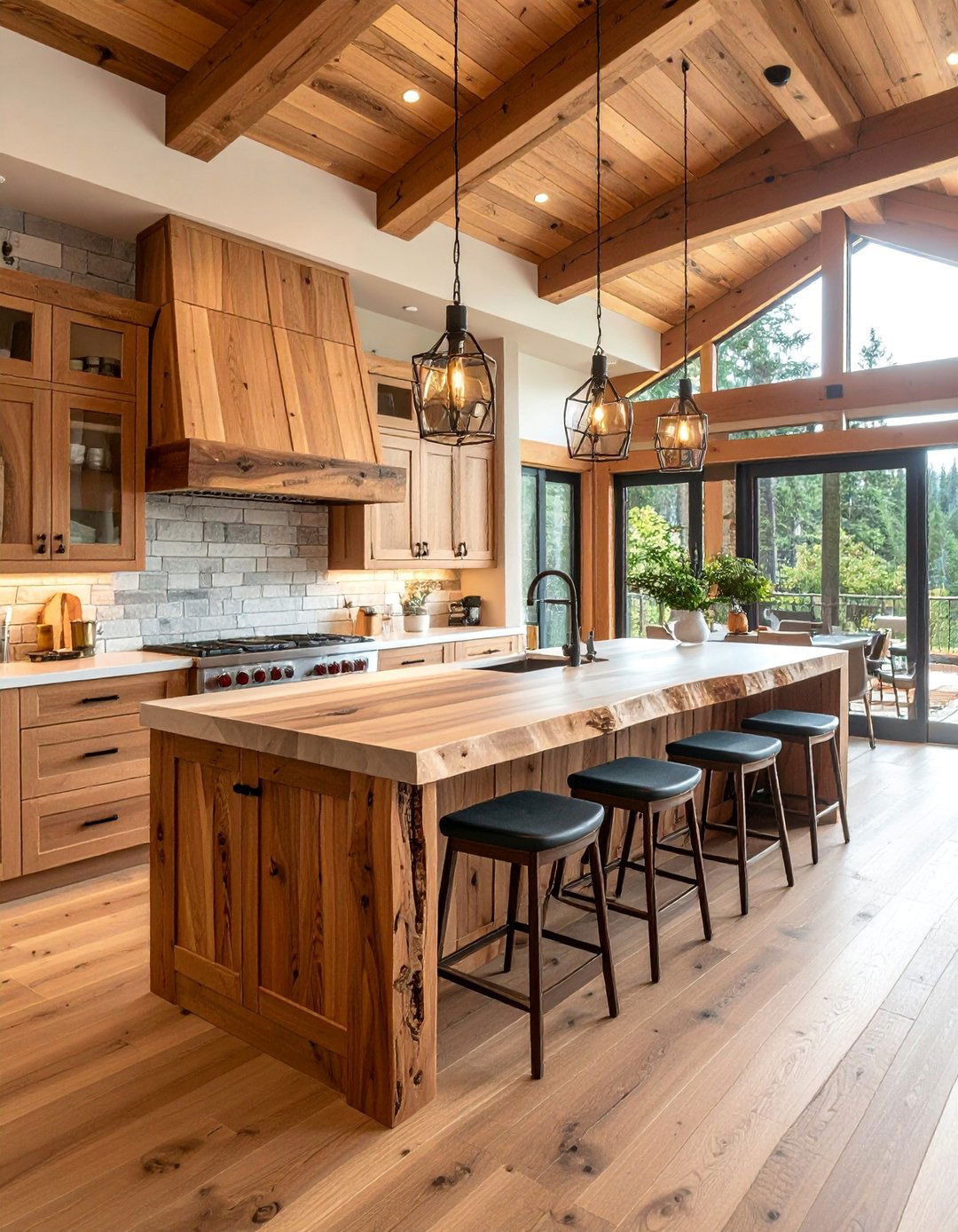 Cabin Kitchen with Live Edge Countertops - 25 Cabin Kitchen Ideas