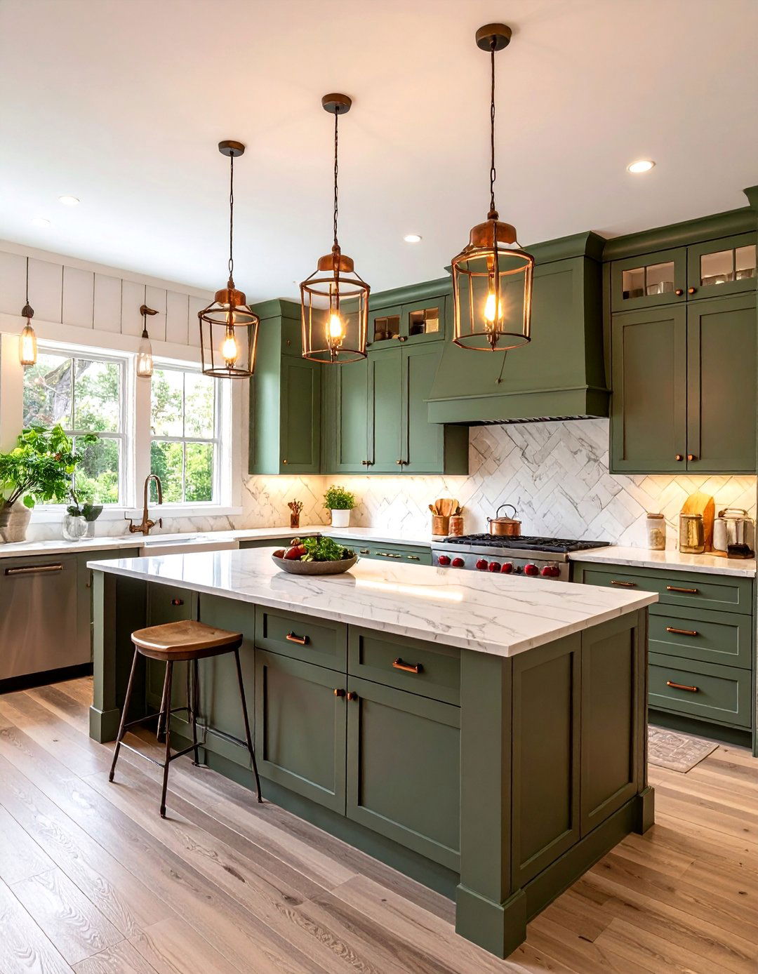 Cabin Kitchen with Vintage Lighting - 25 Cabin Kitchen Ideas