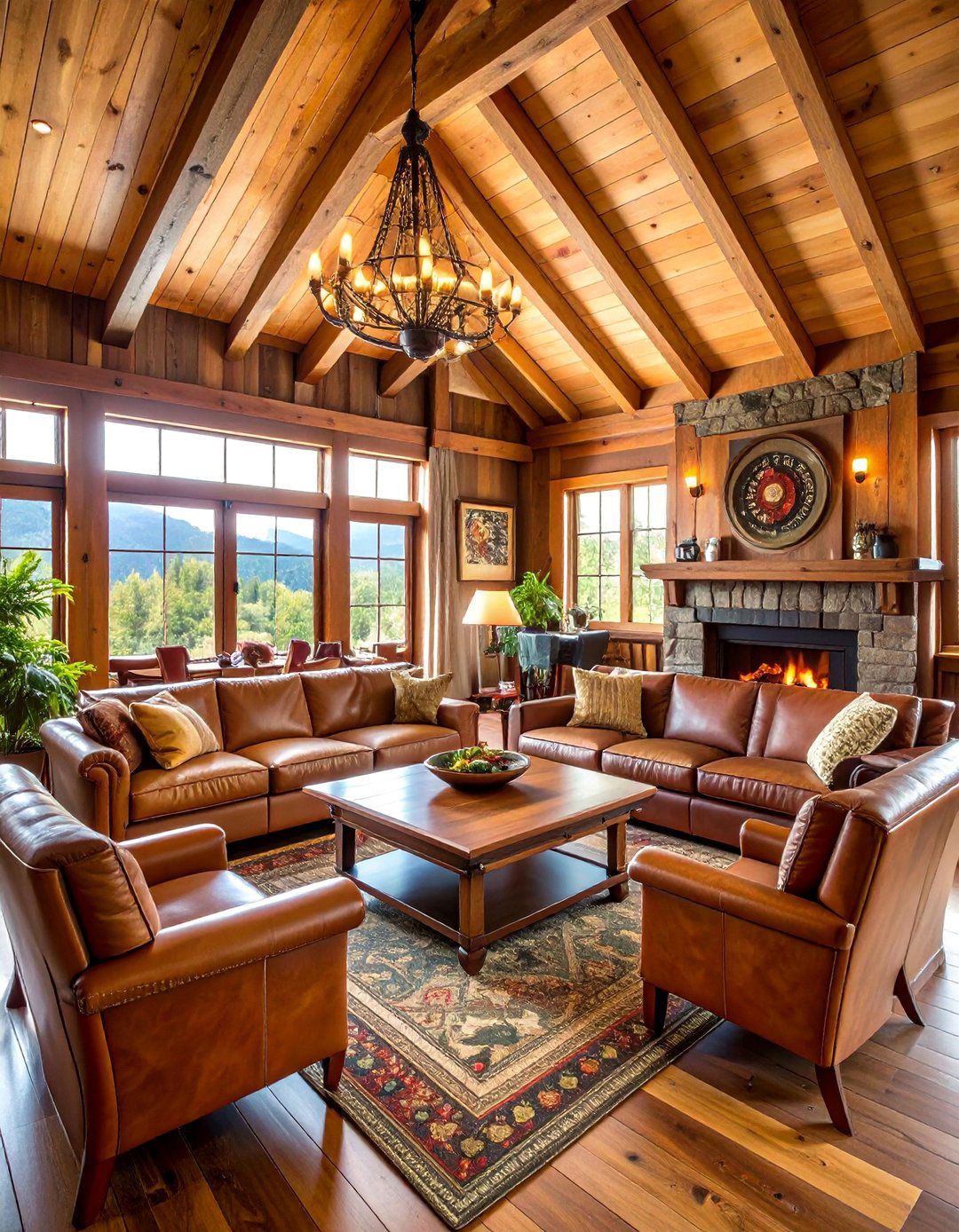 Cabin Living Room with Game Area - 25 Cabin Living Room Ideas
