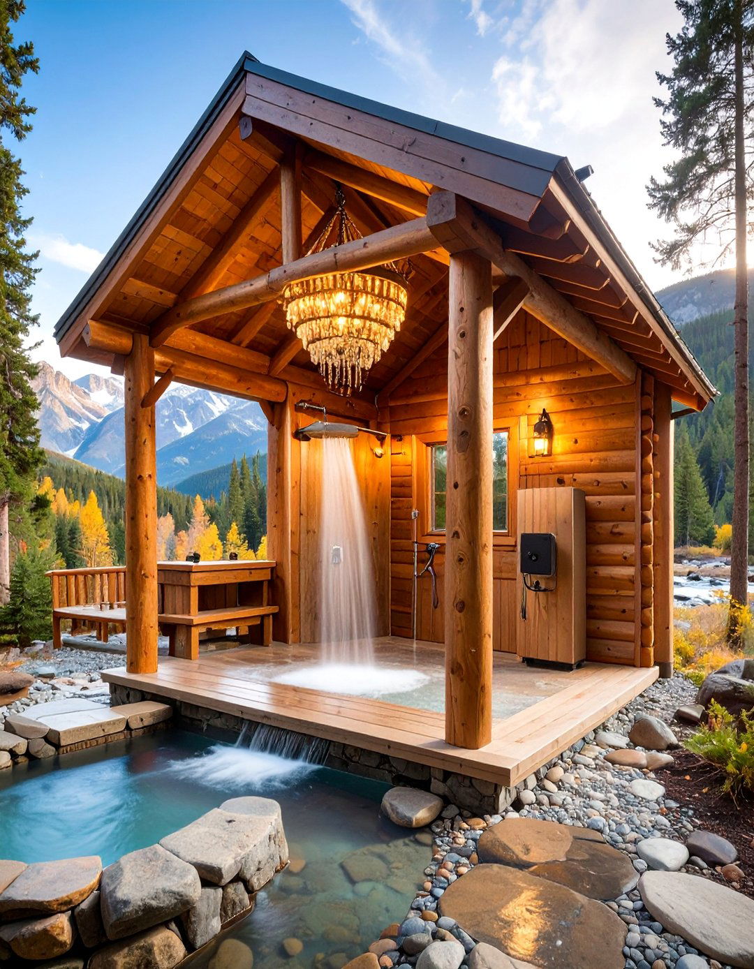 Cabin Lodge Rustic Shower - 25 Outdoor Shower Ideas